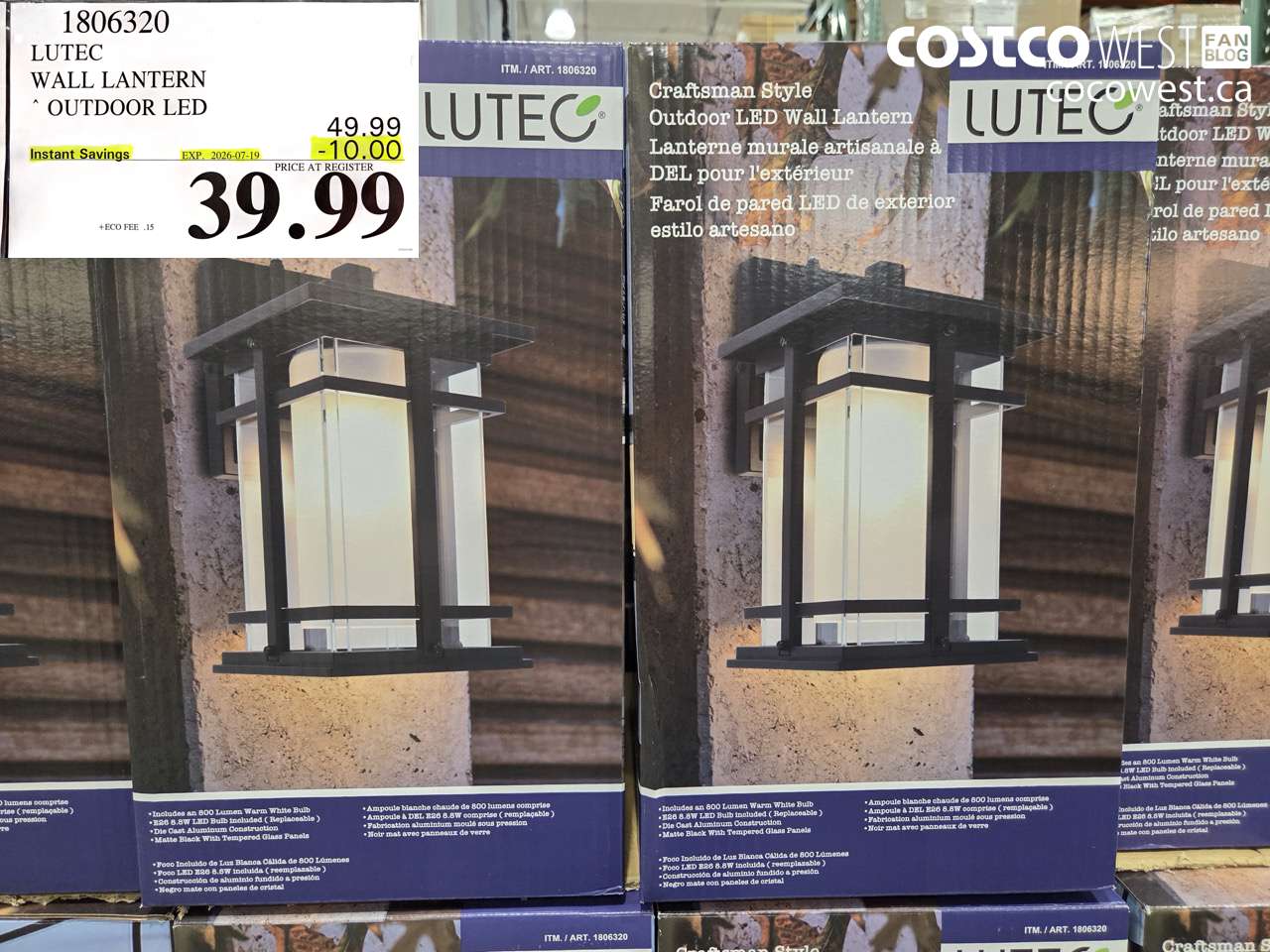 1806320 LUTEC WALL LANTERN OUTDOOR LED ($10.00 INSTANT SAVINGS EXPIRES ON 2026-07-19) $39.99
