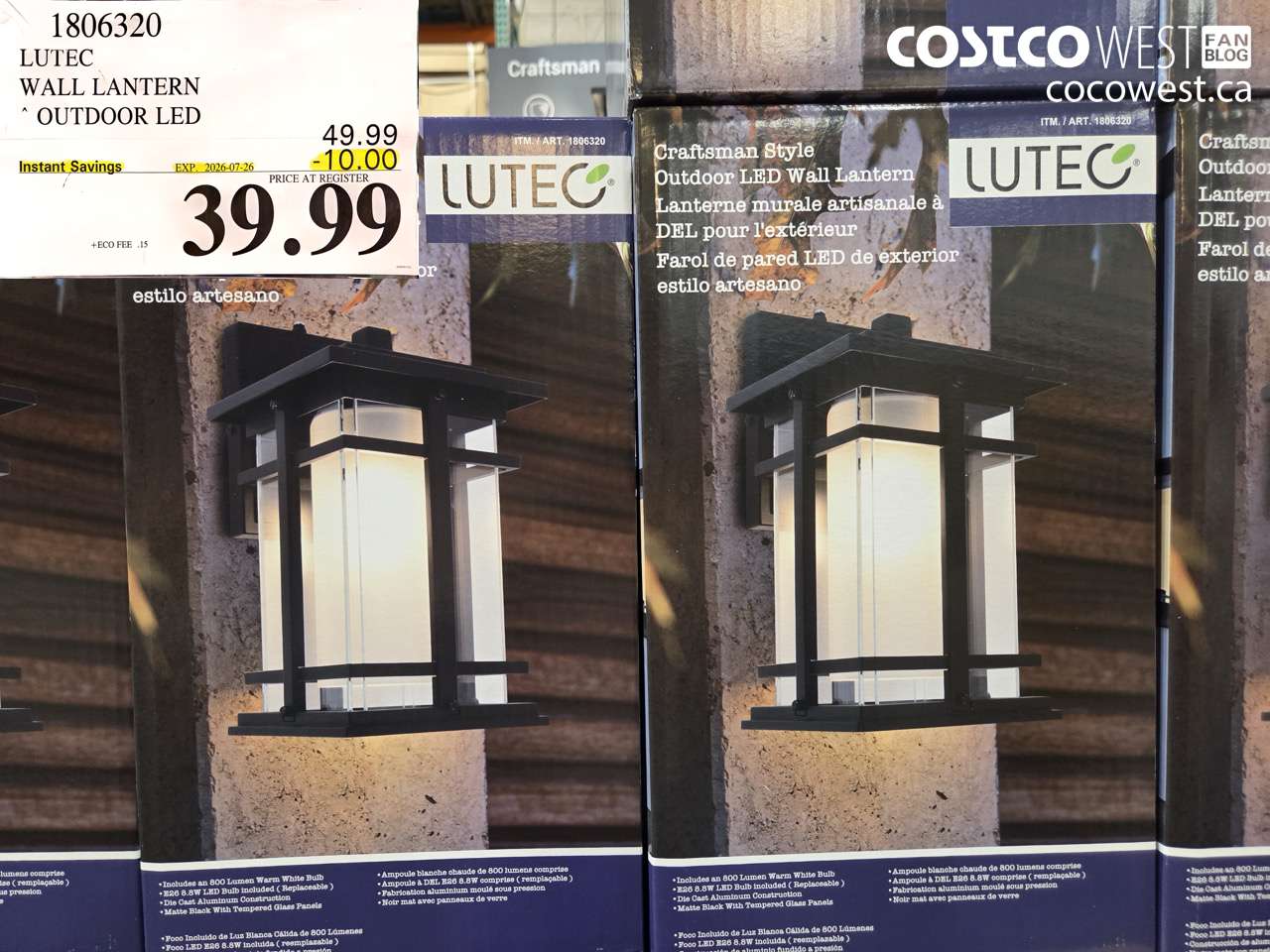 1806320 LUTEC WALL LANTERN OUTDOOR LED ($10.00 INSTANT SAVINGS EXPIRES ON 2026-07-26) $39.99