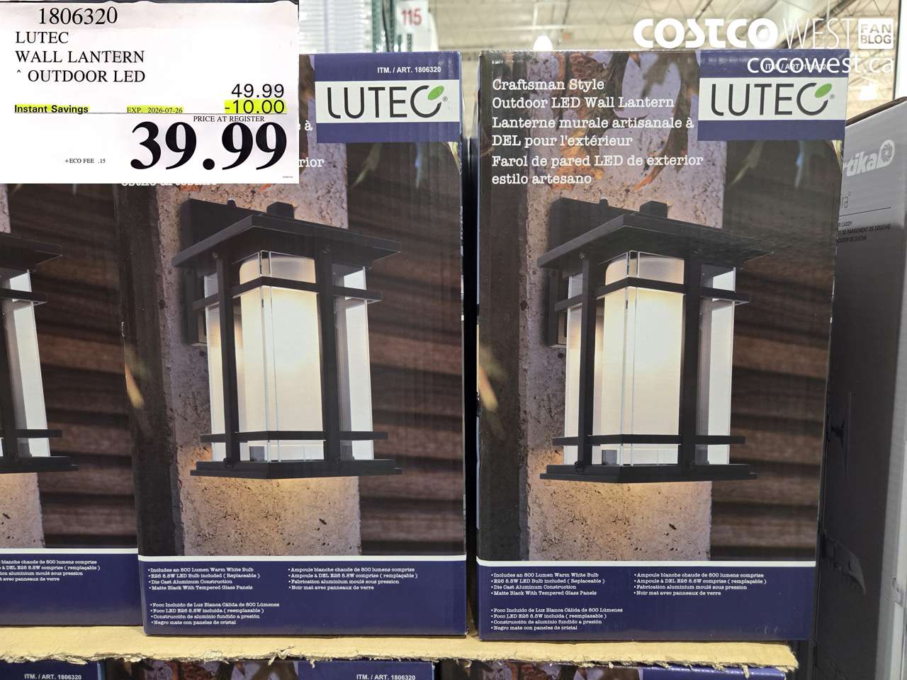 1806320 LUTEC WALL LANTERN OUTDOOR LED ($10.00 INSTANT SAVINGS EXPIRES ON 2026-07-26) $39.99