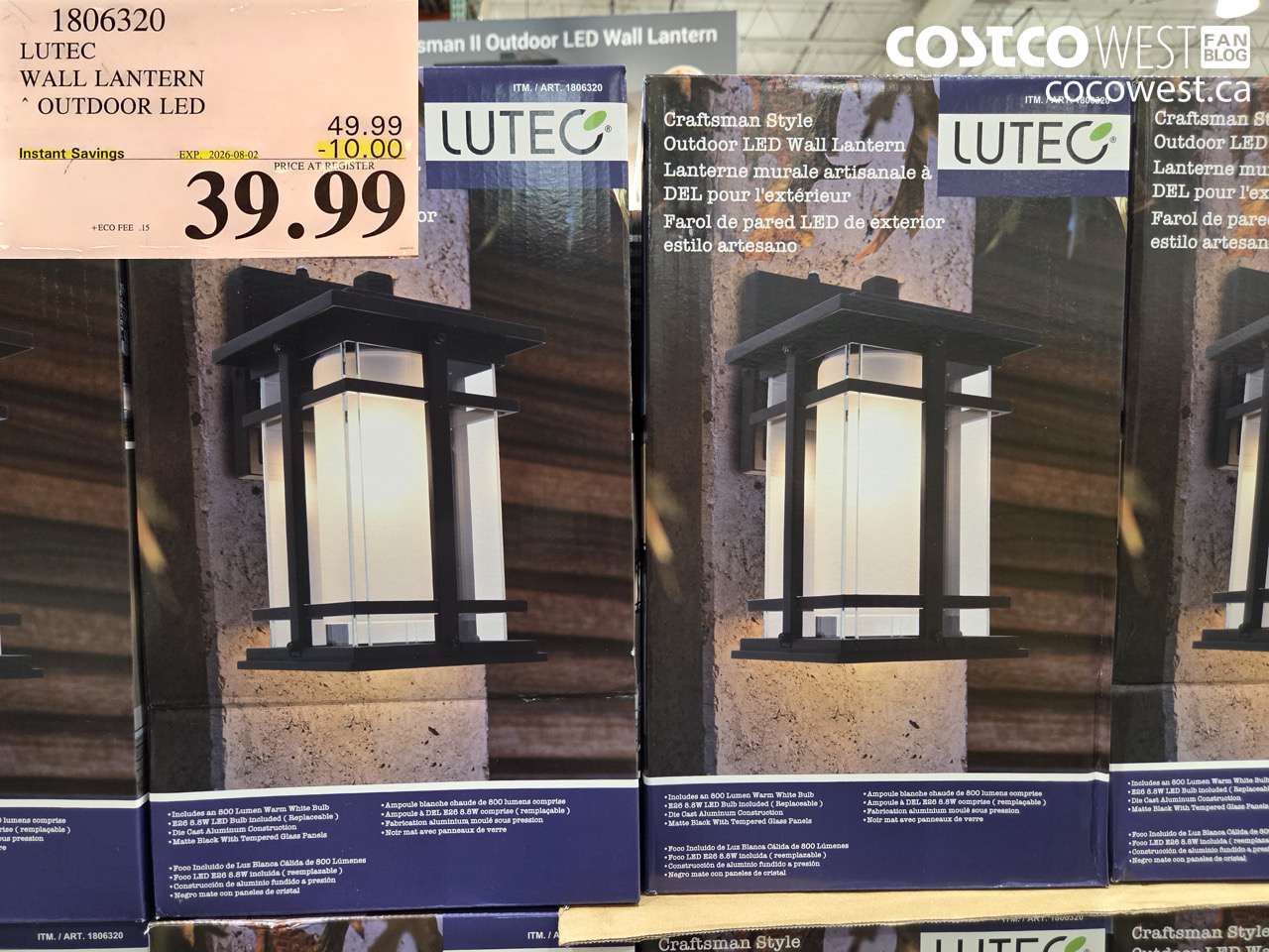 1806320 LUTEC WALL LANTERN OUTDOOR LED ($10.00 INSTANT SAVINGS EXPIRES ON 2026-08-02) $39.99