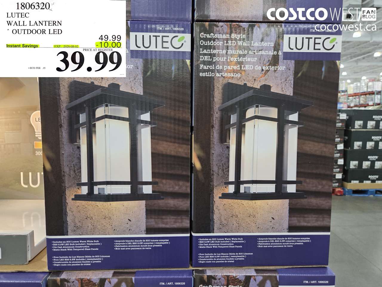 1806320 LUTEC WALL LANTERN OUTDOOR LED ($10.00 INSTANT SAVINGS EXPIRES ON 2026-08-02) $39.99