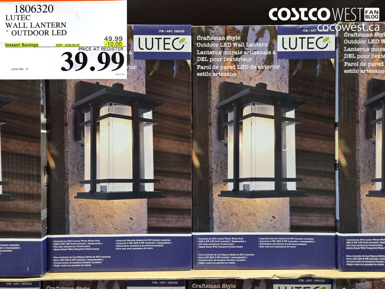 1806320 LUTEC WALL LANTERN OUTDOOR LED ($10.00 INSTANT SAVINGS EXPIRES ON 2026-08-02) $39.99