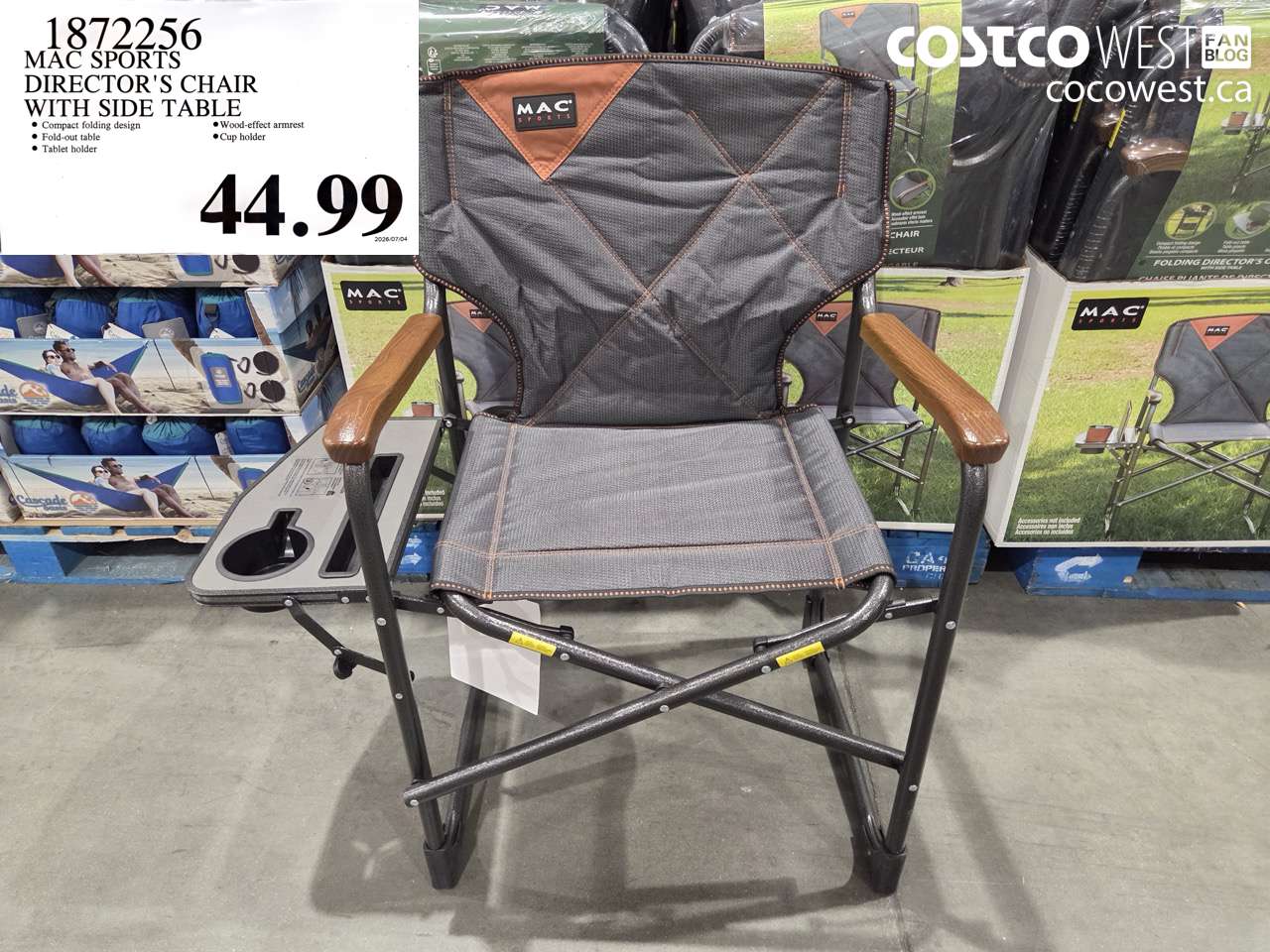 1872256 MAC SPORTS DIRECTOR'S CHAIR WITH SIDE TABLE $44.99