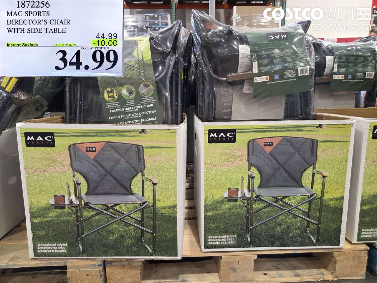 1872256 MAC SPORTS DIRECTOR'S CHAIR WITH SIDE TABLE ($10.00 INSTANT SAVINGS EXPIRES ON 2026-07-26) $34.99