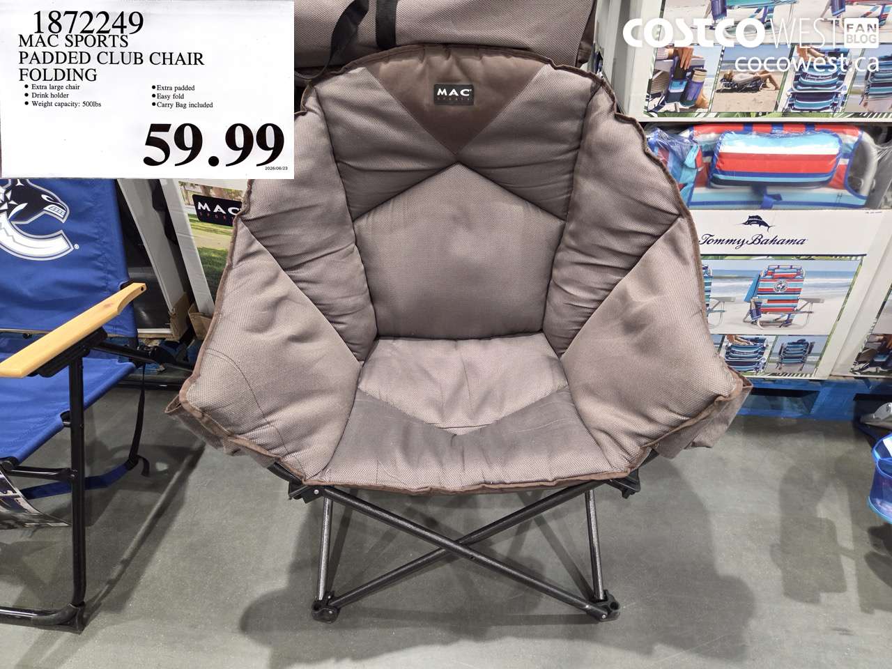 1872249 MAC SPORTS PADDED CLUB CHAIR FOLDING $59.99