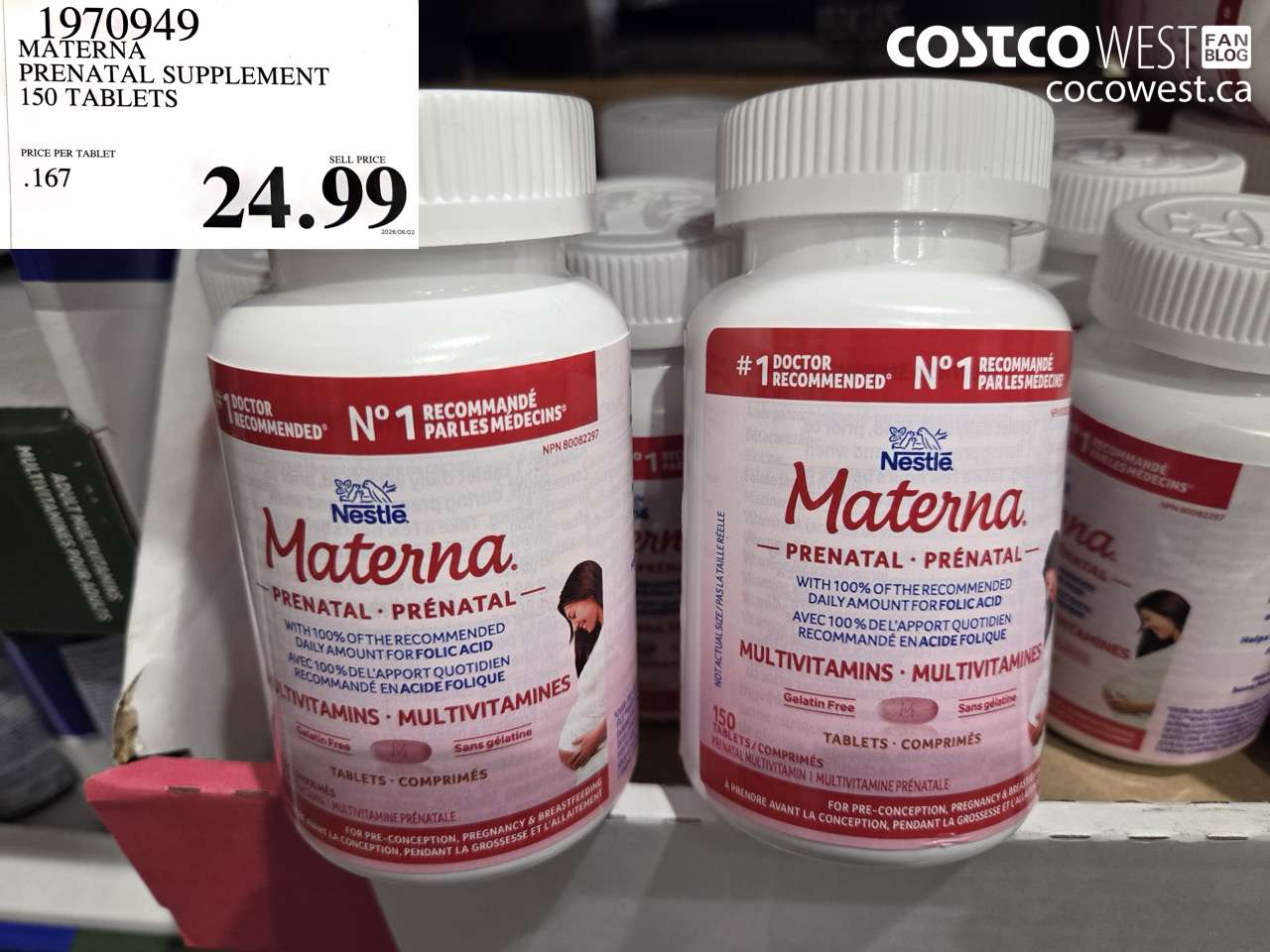 1970949 MATERNA PRENATAL SUPPLEMENT 150 TABLETS $24.99