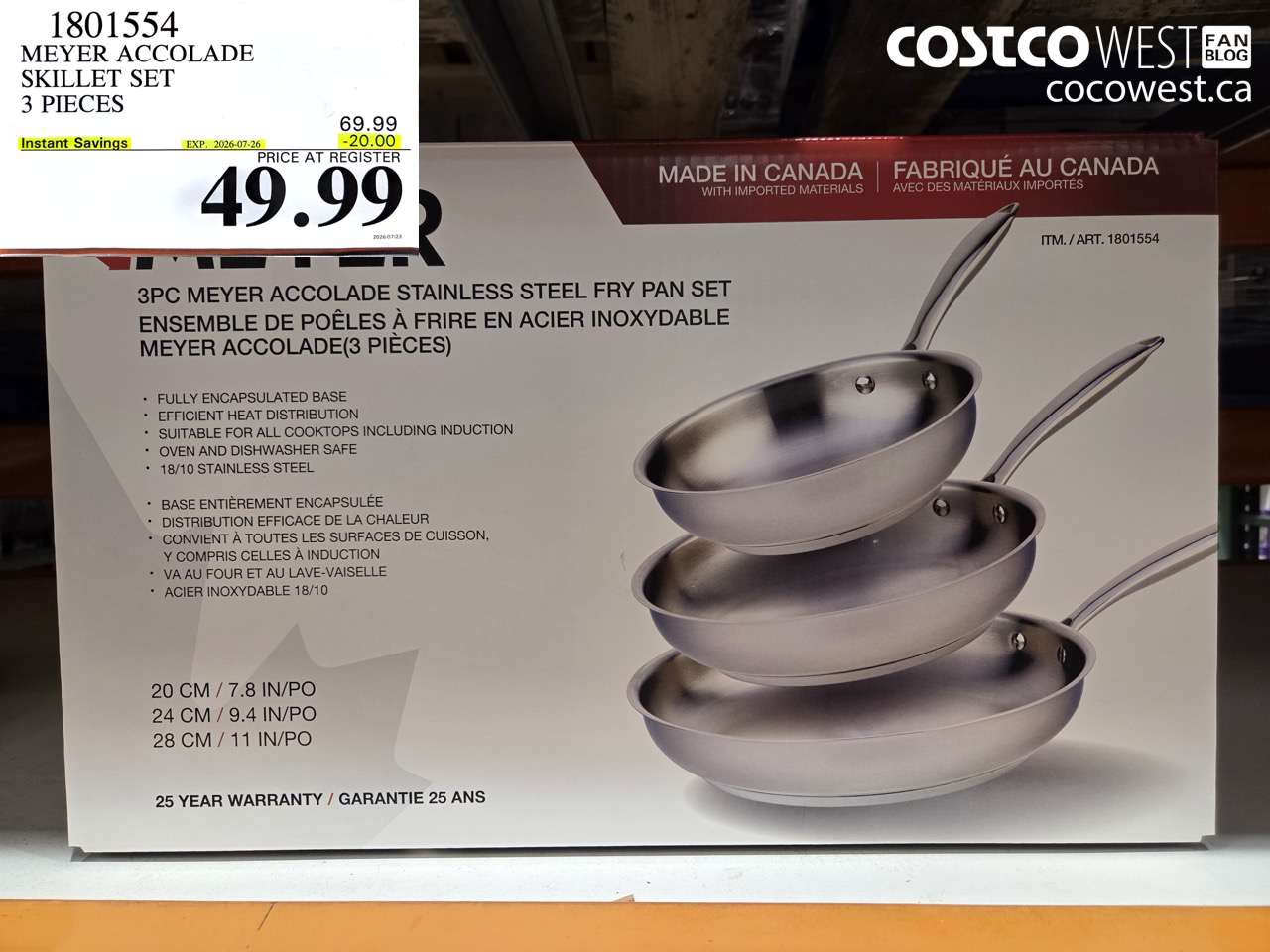 1801554 MEYER ACCOLADE SKILLET SET 3 PIECES ($20.00 INSTANT SAVINGS EXPIRES ON 2026-07-26) $49.99