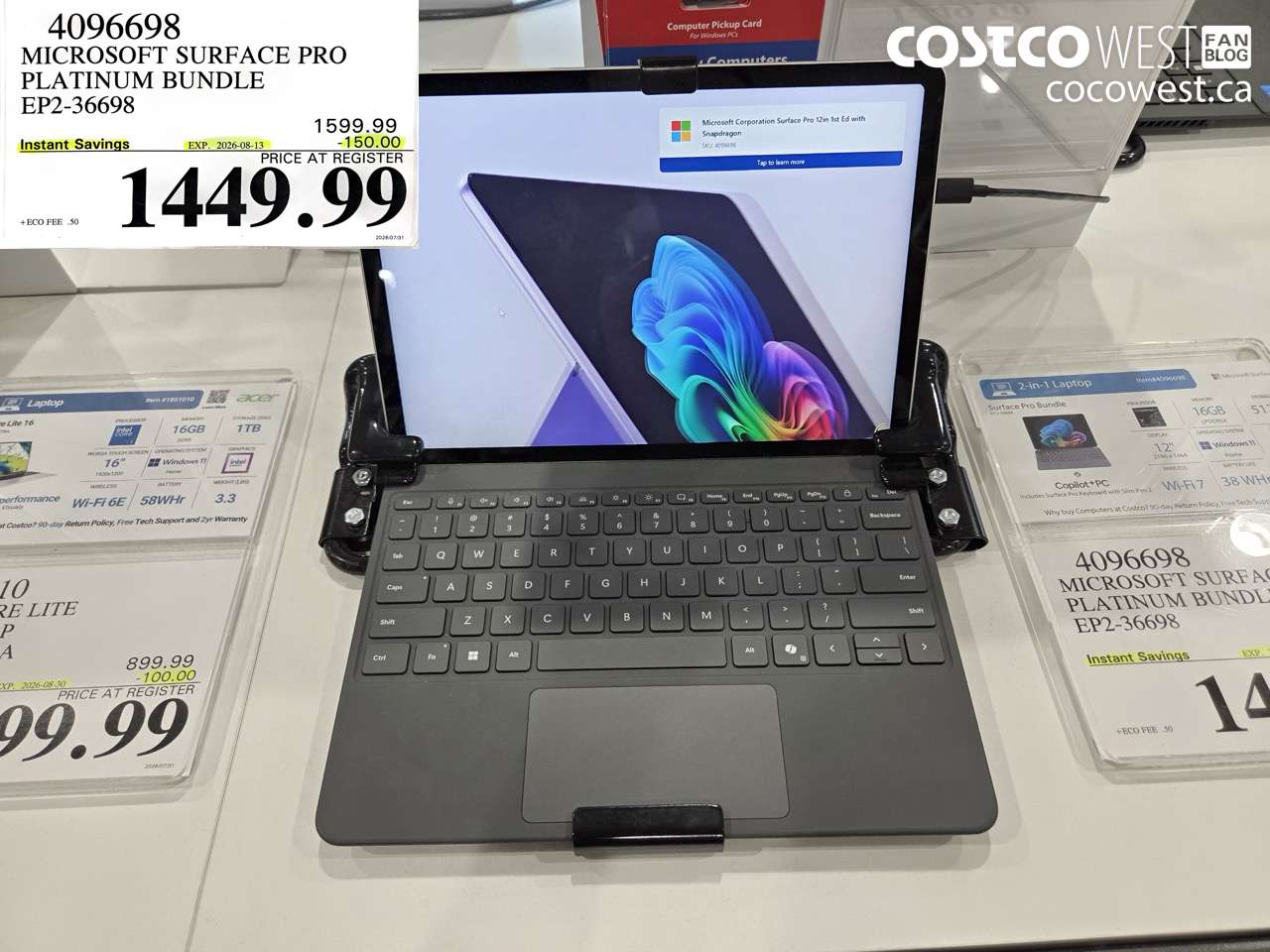 4096698 MICROSOFT SURFACE PRO PLATINUM BUNDLE EP2-36698 ($150.00 INSTANT SAVINGS EXPIRES ON 2026-08-13) $1449.99