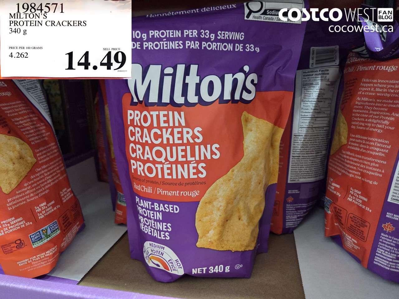 1984571 MILTON'S PROTEIN CRACKERS 340 G $14.49