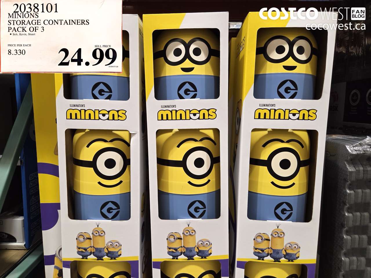 2038101 MINIONS STORAGE CONTAINERS PACK OF 3 $24.99