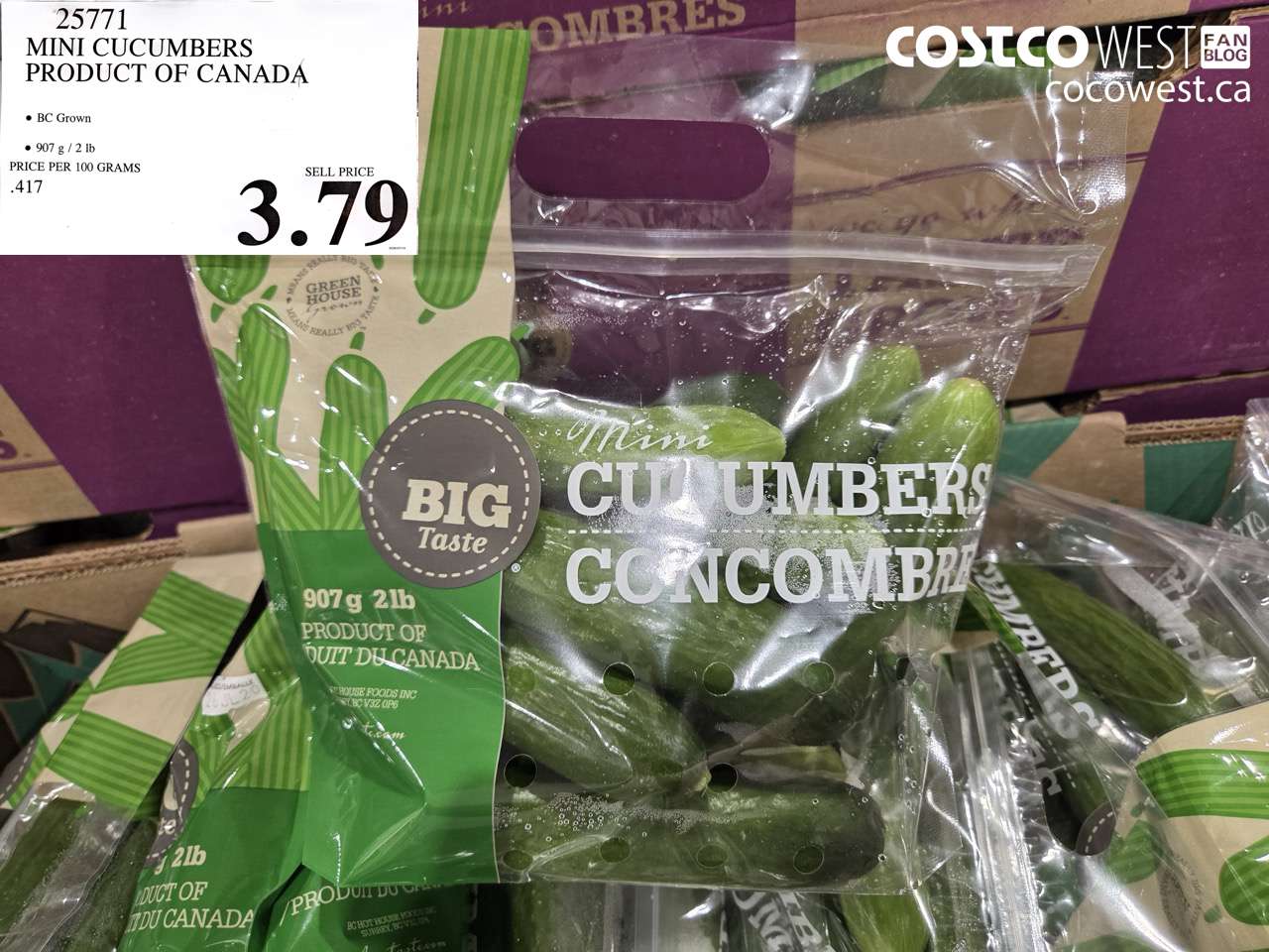 25771 MINI CUCUMBERS PRODUCT OF CANADA $3.79