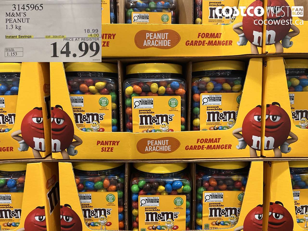 3145965 M&M'S PEANUT 1.3 KG ($4.00 INSTANT SAVINGS EXPIRES ON 2026-07-06) $14.99