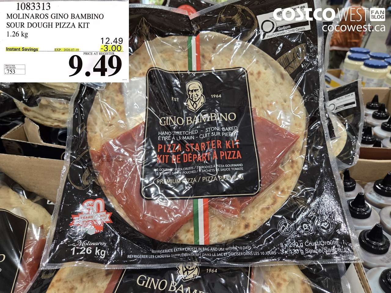 1083313 MOLINAROS GINO BAMBINO SOUR DOUGH PIZZA KIT 1.26 KG ($3.00 INSTANT SAVINGS EXPIRES ON 2026-07-19) $9.49