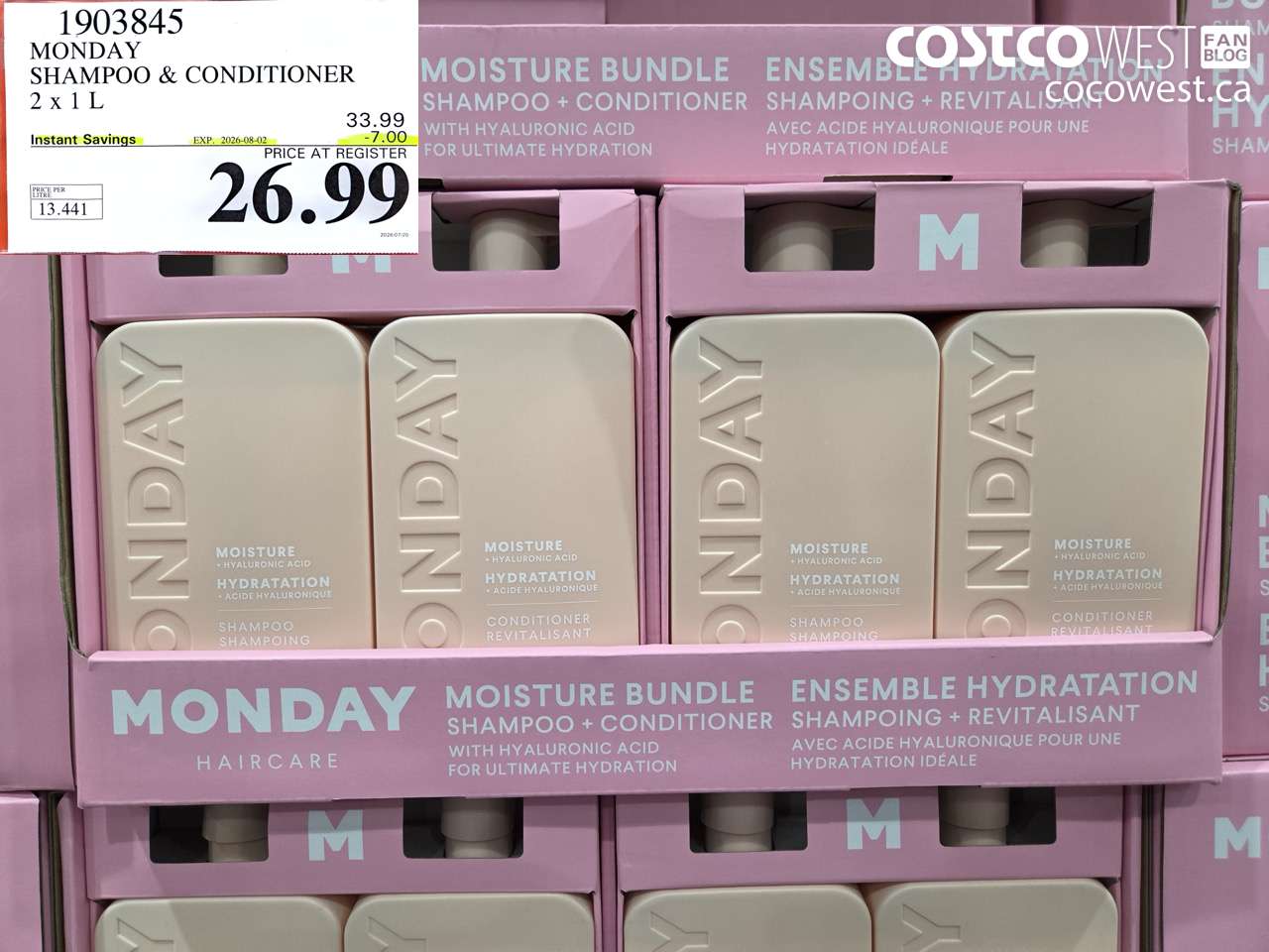 1903845 MONDAY SHAMPOO & CONDITIONER 2 X 1 L ($7.00 INSTANT SAVINGS EXPIRES ON 2026-08-02) $26.99