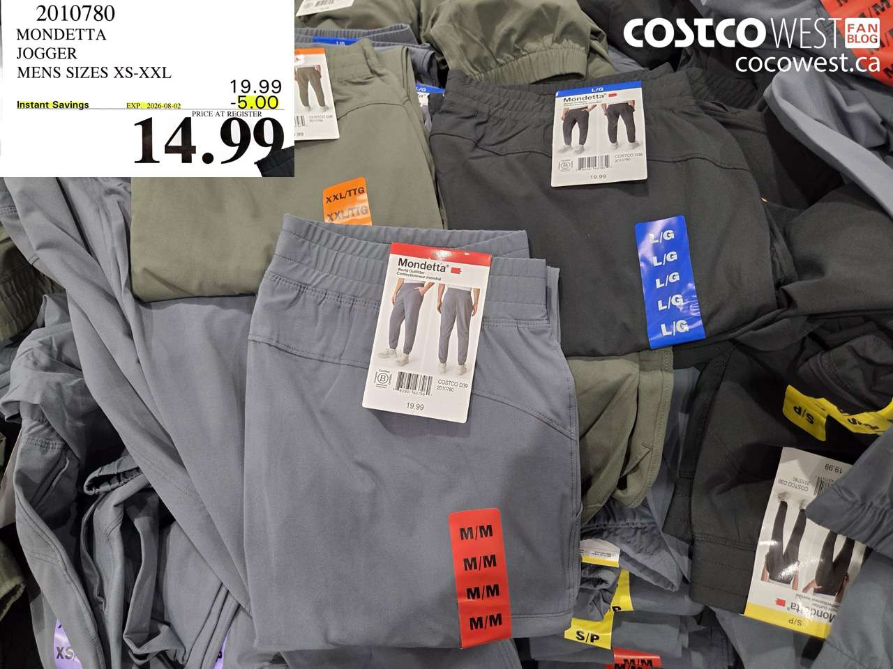 2010780 MONDETTA JOGGER MENS SIZES XS-XXL ($5.00 INSTANT SAVINGS EXPIRES ON 2026-08-02) $14.99
