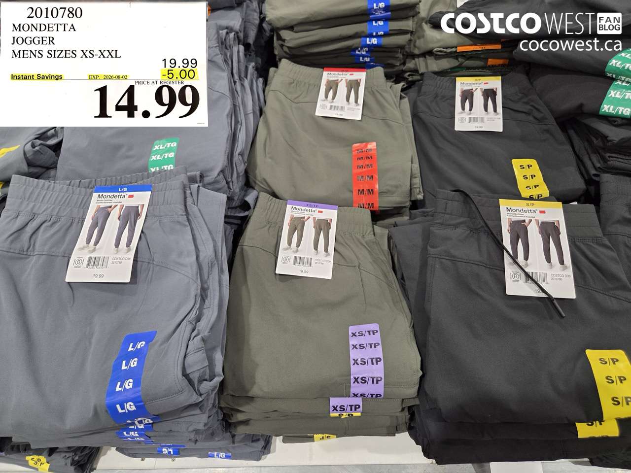 2010780 MONDETTA JOGGER MENS SIZES XS-XXL ($5.00 INSTANT SAVINGS EXPIRES ON 2026-08-02) $14.99