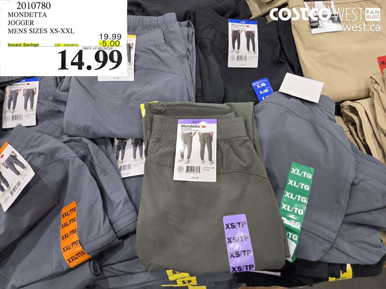 2010780 MONDETTA JOGGER MENS SIZES XS-XXL ($5.00 INSTANT SAVINGS EXPIRES ON 2026-08-02) $14.99