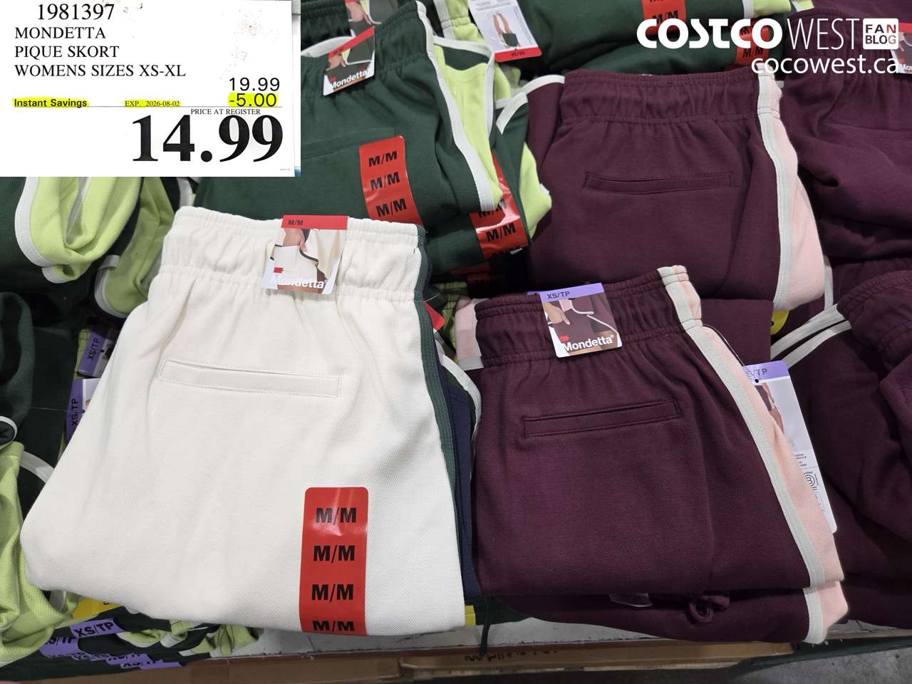 1981397 MONDETTA PIQUE SKORT WOMENS SIZES XS-XL ($5.00 INSTANT SAVINGS EXPIRES ON 2026-08-02) $14.99
