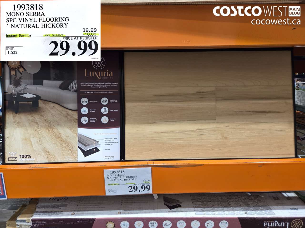 1993818 MONO SERRA SPC VINYL FLOORING NATURAL HICKORY ($10.00 INSTANT SAVINGS EXPIRES ON 2026-08-09) $29.99
