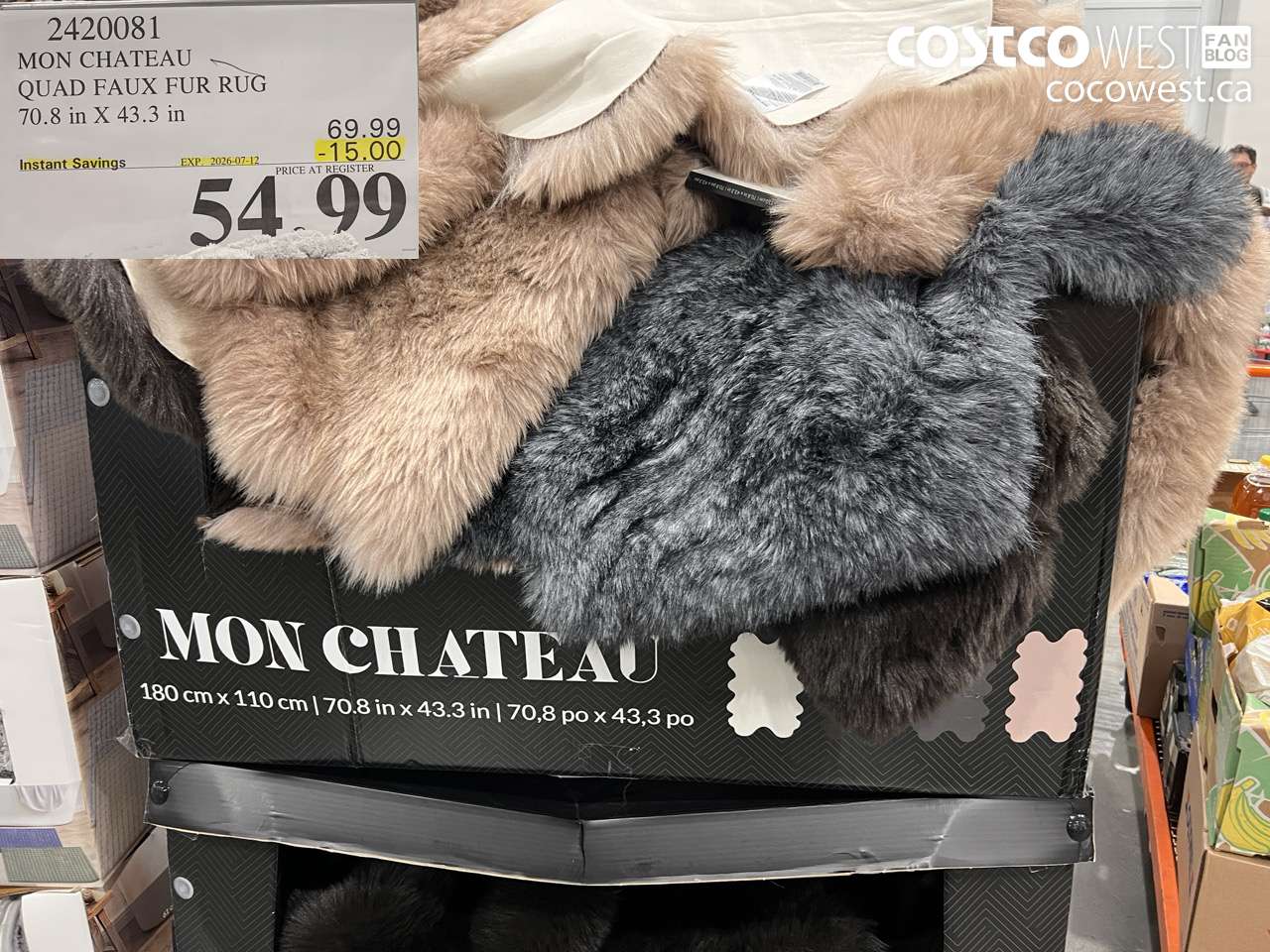 2420081 MON CHATEAU QUAD FAUX FUR RUG 70.8 IN X 43.3 IN ($15.00 INSTANT SAVINGS EXPIRES ON 2026-07-12) $54.99