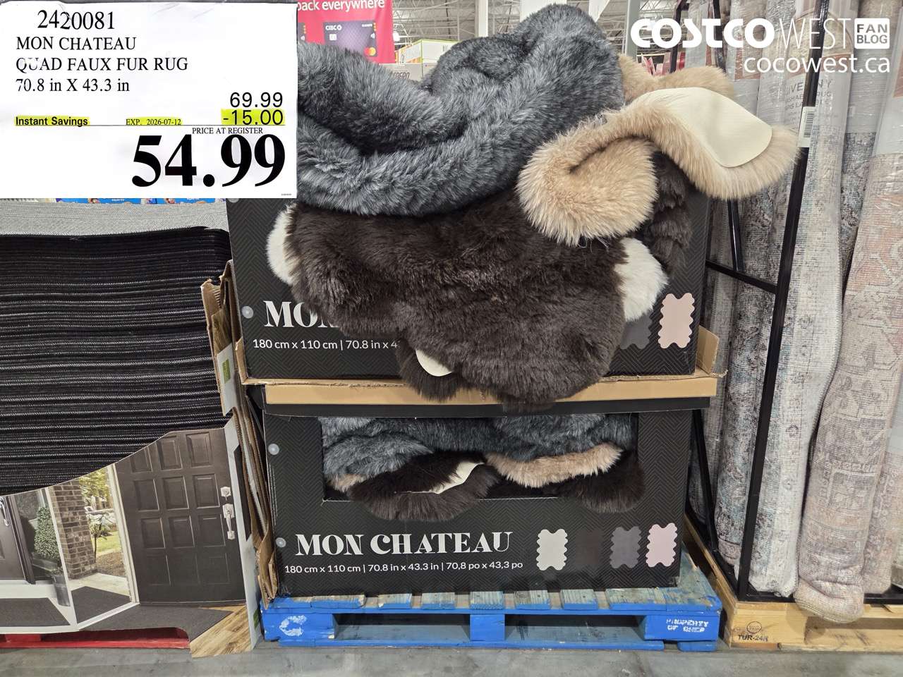2420081 MON CHATEAU QUAD FAUX FUR RUG 70.8 IN X 43.3 IN ($15.00 INSTANT SAVINGS EXPIRES ON 2026-07-12) $54.99