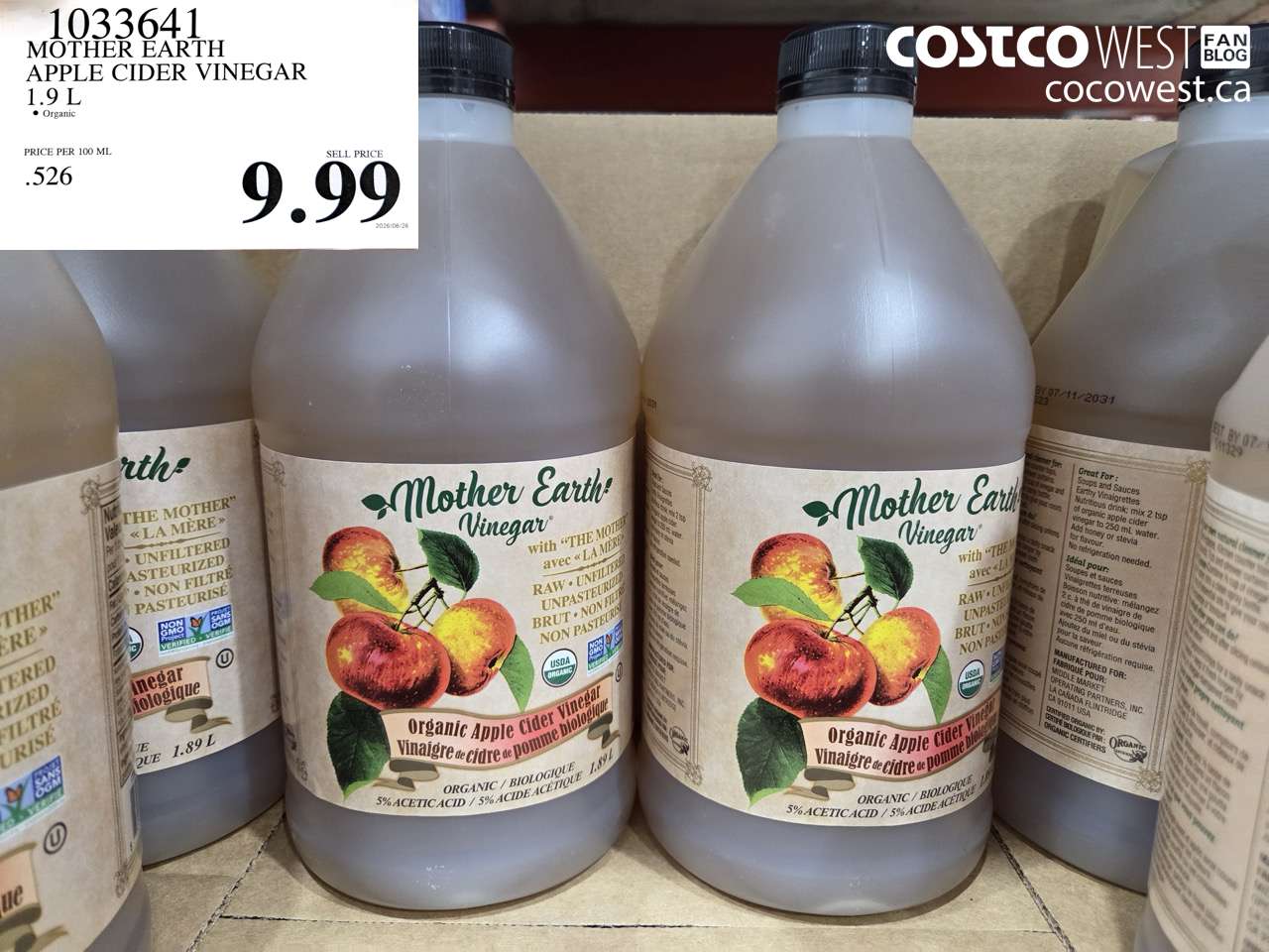 1033641 MOTHER EARTH APPLE CIDER VINEGAR 1.9 L $9.99