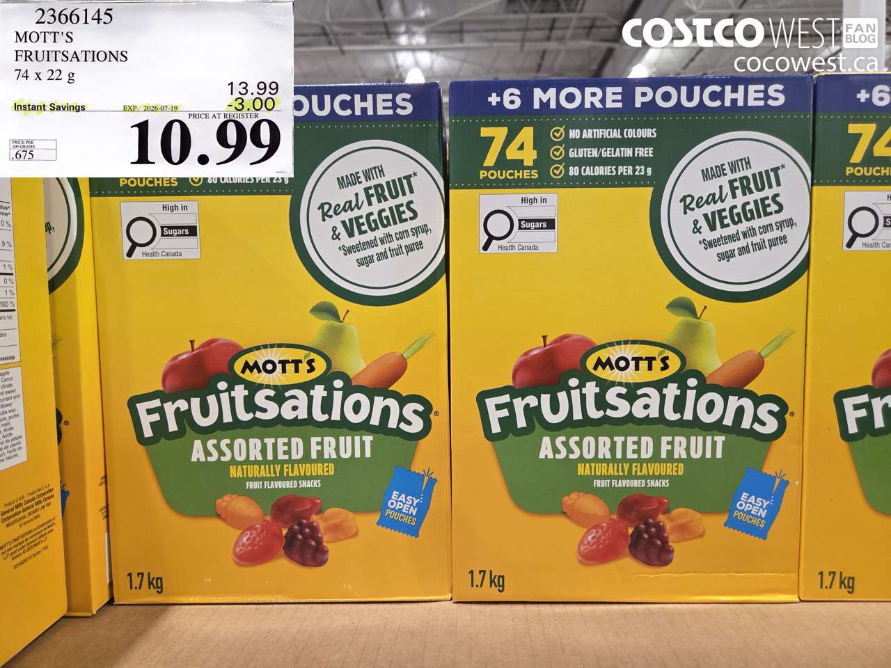 2366145 MOTT'S FRUITSATIONS 74 X 22 G ($3.00 INSTANT SAVINGS EXPIRES ON 2026-07-19) $10.99