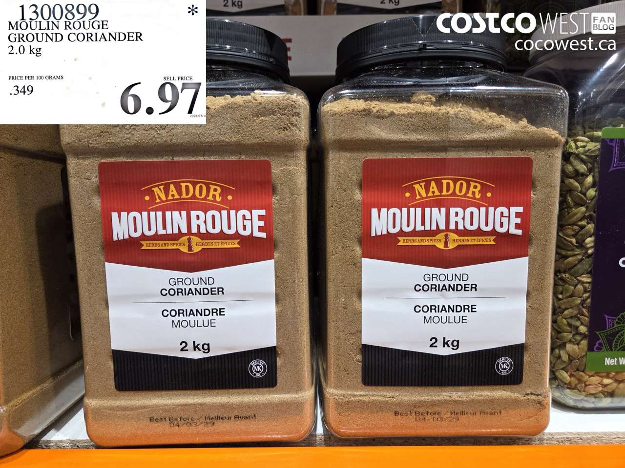 1300899 MOULIN ROUGE GROUND CORIANDER 2.0 KG $6.97