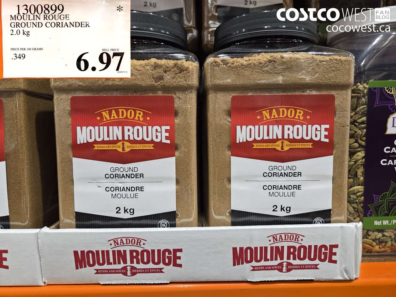 1300899 MOULIN ROUGE GROUND CORIANDER 2.0 KG $6.97