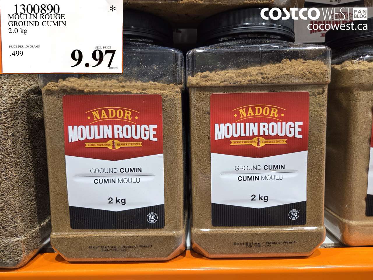 1300890 MOULIN ROUGE GROUND CUMIN 2.0 KG $9.97
