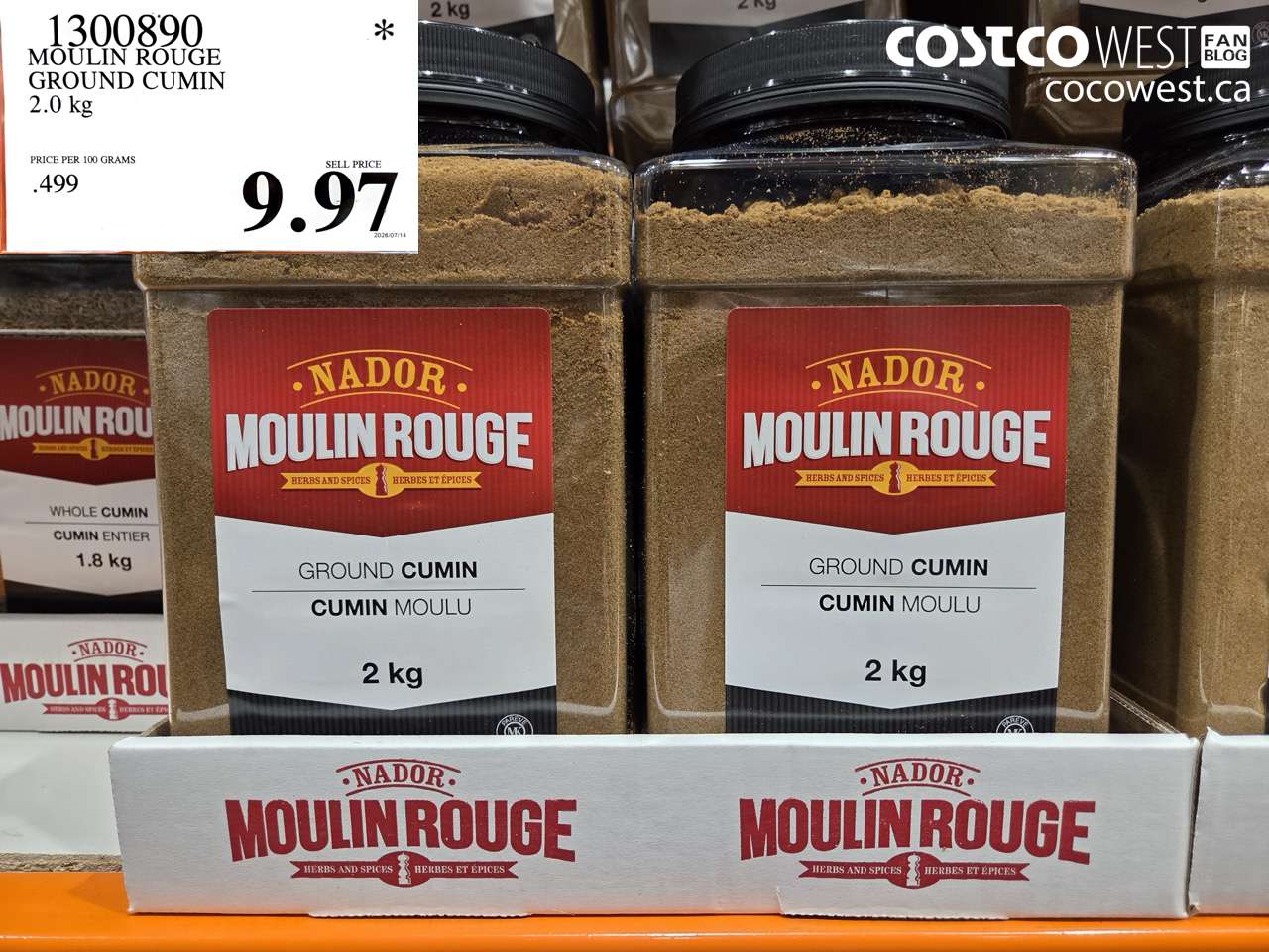 1300890 MOULIN ROUGE GROUND CUMIN 2.0 KG $9.97