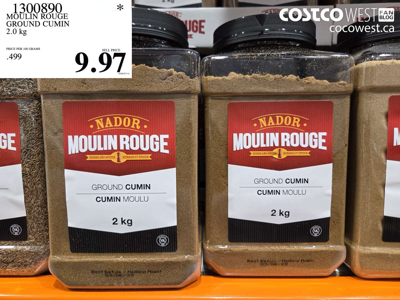 1300890 MOULIN ROUGE GROUND CUMIN 2.0 KG $9.97