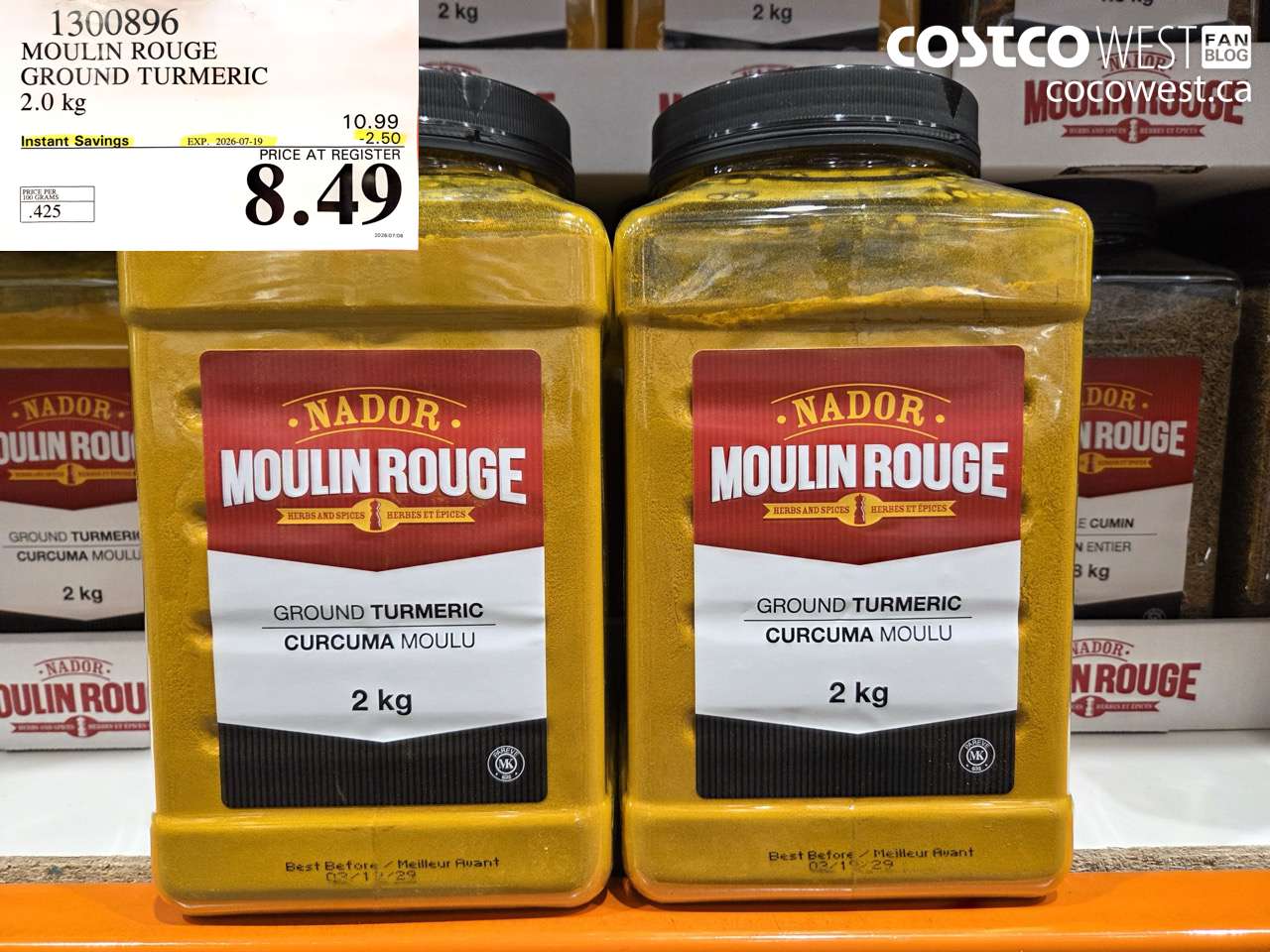 1300896 MOULIN ROUGE GROUND TURMERIC 2.0 KG ($2.50 INSTANT SAVINGS EXPIRES ON 2026-07-19) $8.49