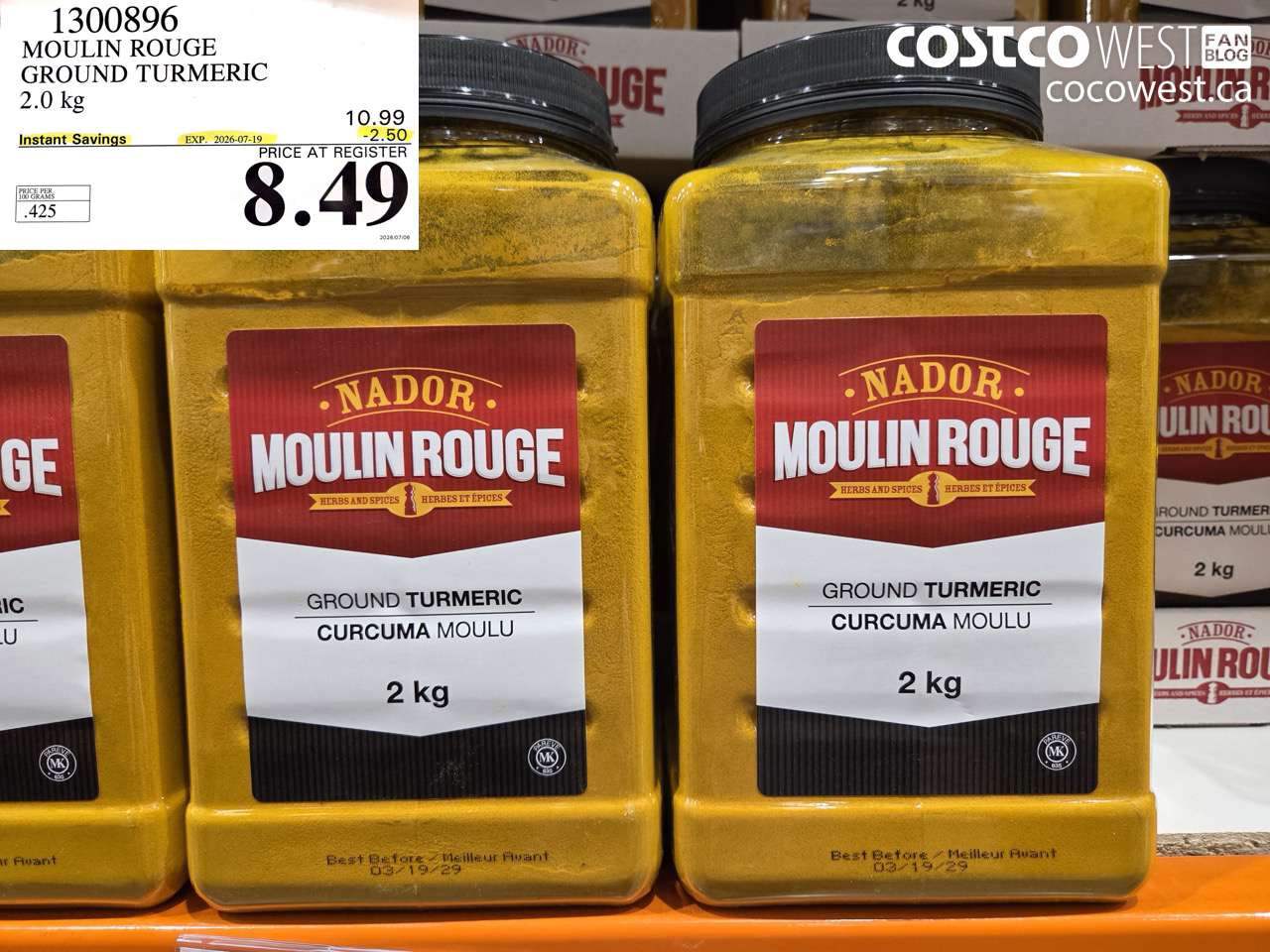 1300896 MOULIN ROUGE GROUND TURMERIC 2.0 KG ($2.50 INSTANT SAVINGS EXPIRES ON 2026-07-19) $8.49