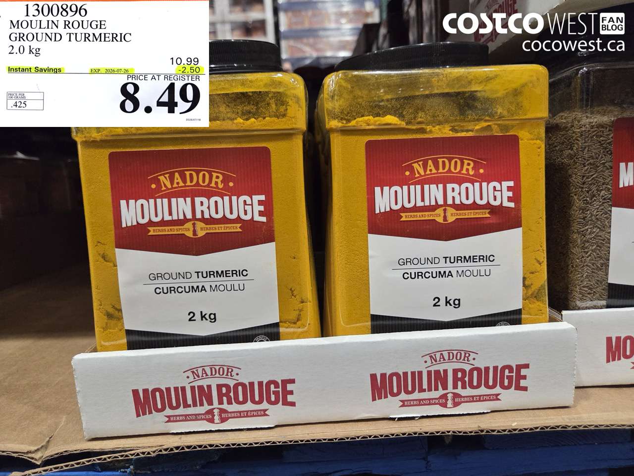 1300896 MOULIN ROUGE GROUND TURMERIC 2.0 KG ($2.50 INSTANT SAVINGS EXPIRES ON 2026-07-26) $8.49