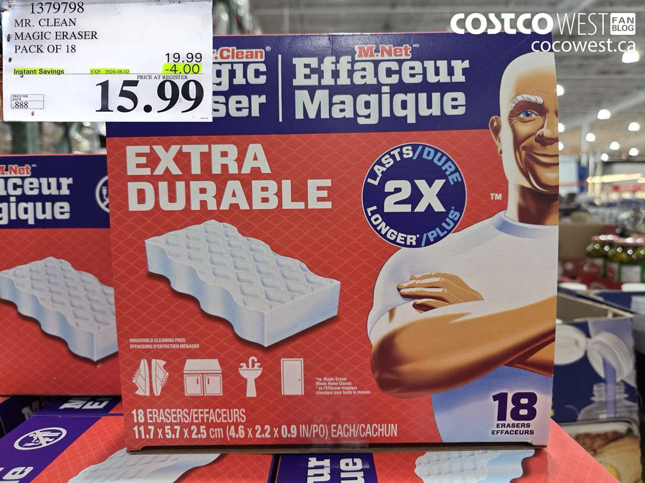 1379798 MR. CLEAN MAGIC ERASER PACK OF 18 ($4.00 INSTANT SAVINGS EXPIRES ON 2026-08-02) $15.99