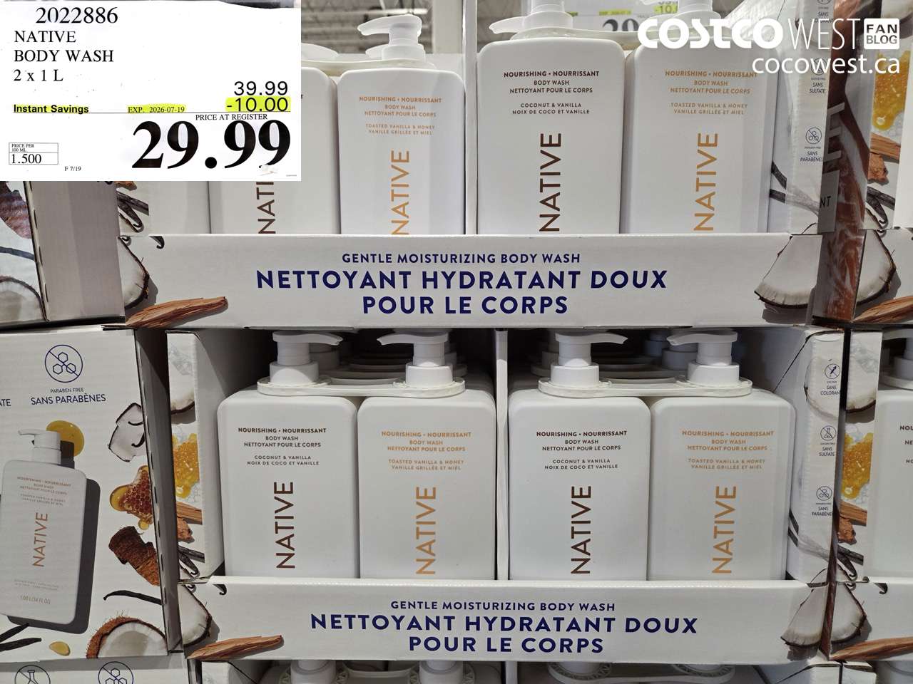 2022886 NATIVE BODY WASH 2 X 1 L ($10.00 INSTANT SAVINGS EXPIRES ON 2026-07-19) $29.99