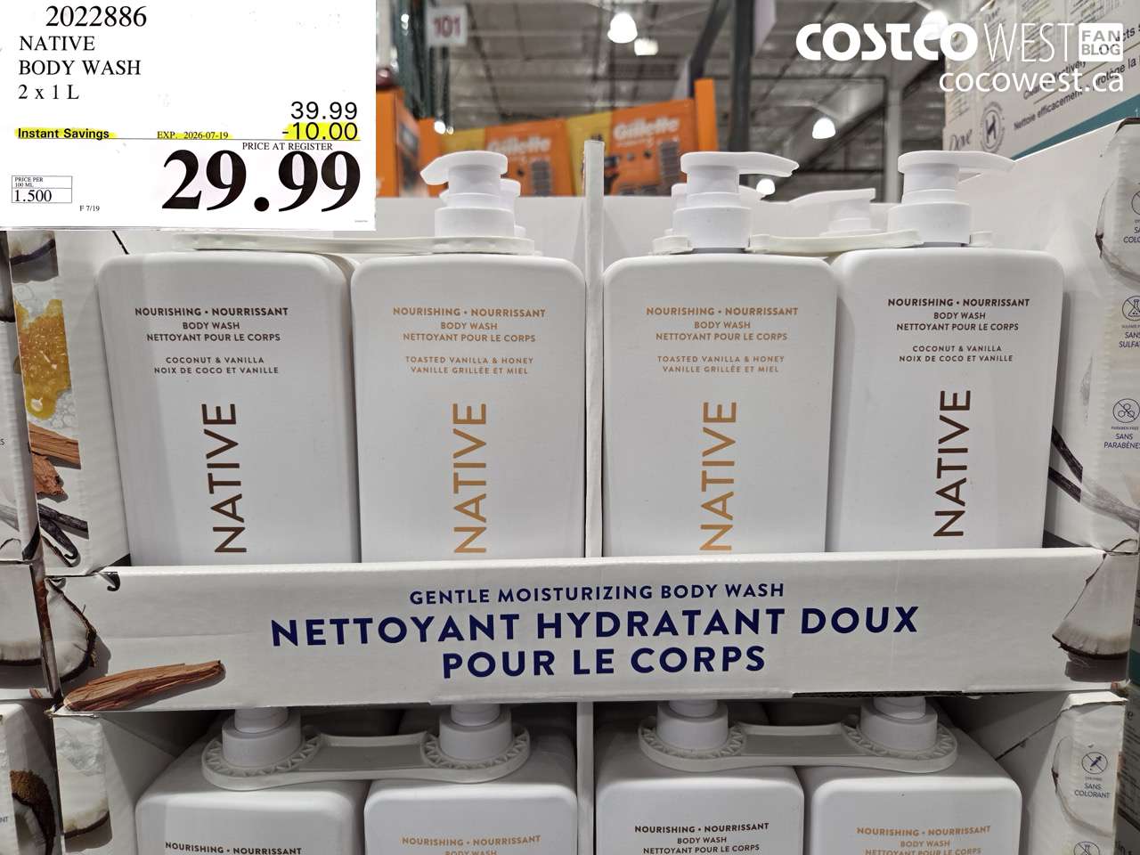 2022886 NATIVE BODY WASH 2 X 1 L ($10.00 INSTANT SAVINGS EXPIRES ON 2026-07-19) $29.99