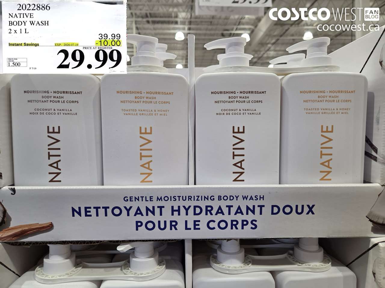 2022886 NATIVE BODY WASH 2 X 1 L ($10.00 INSTANT SAVINGS EXPIRES ON 2026-07-19) $29.99