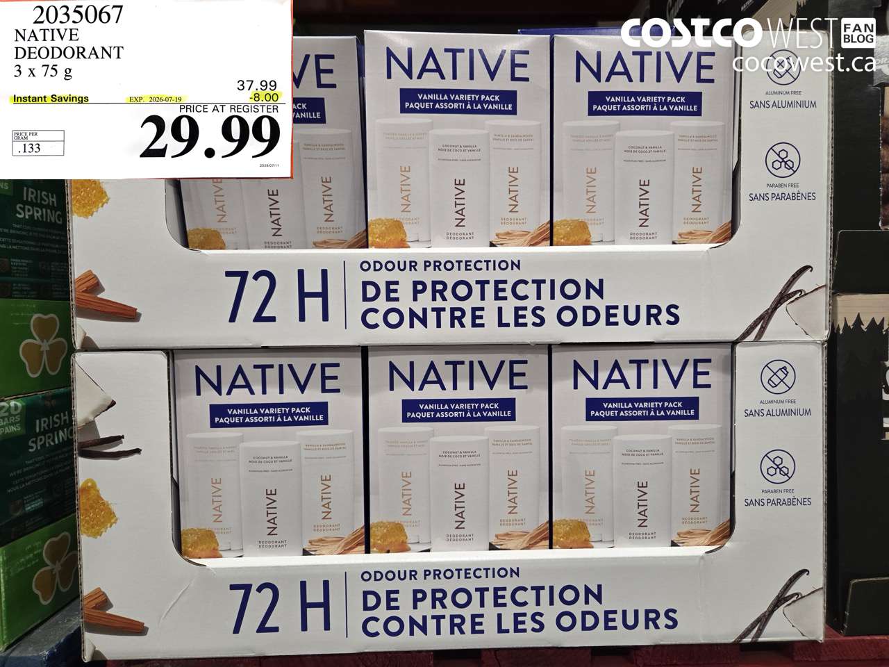 2035067 NATIVE DEODORANT 3 X 75 G ($8.00 INSTANT SAVINGS EXPIRES ON 2026-07-19) $29.99