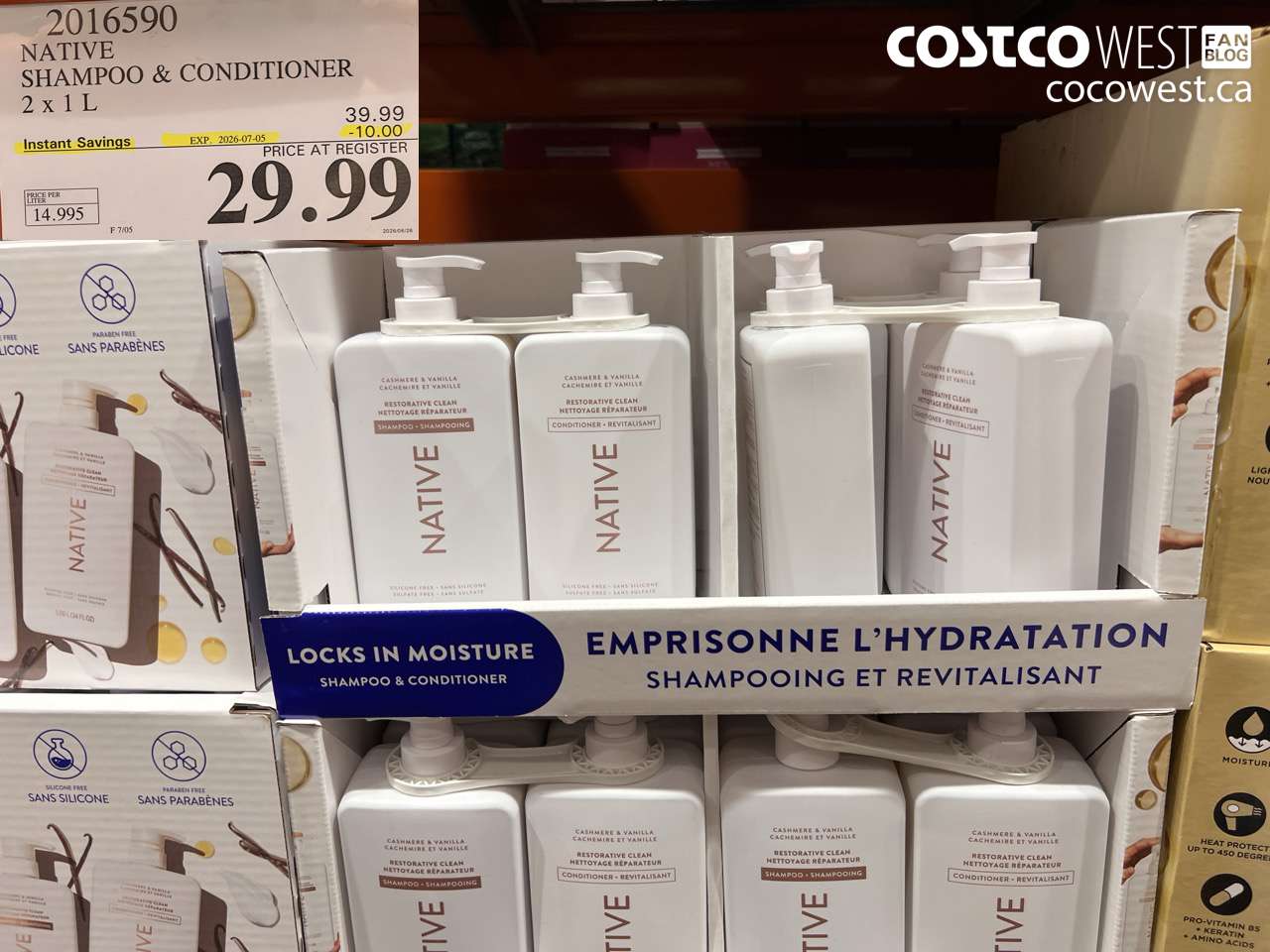 2016590 NATIVE SHAMPOO & CONDITIONER 2 X 1 L ($10.00 INSTANT SAVINGS EXPIRES ON 2026-07-05) $29.99
