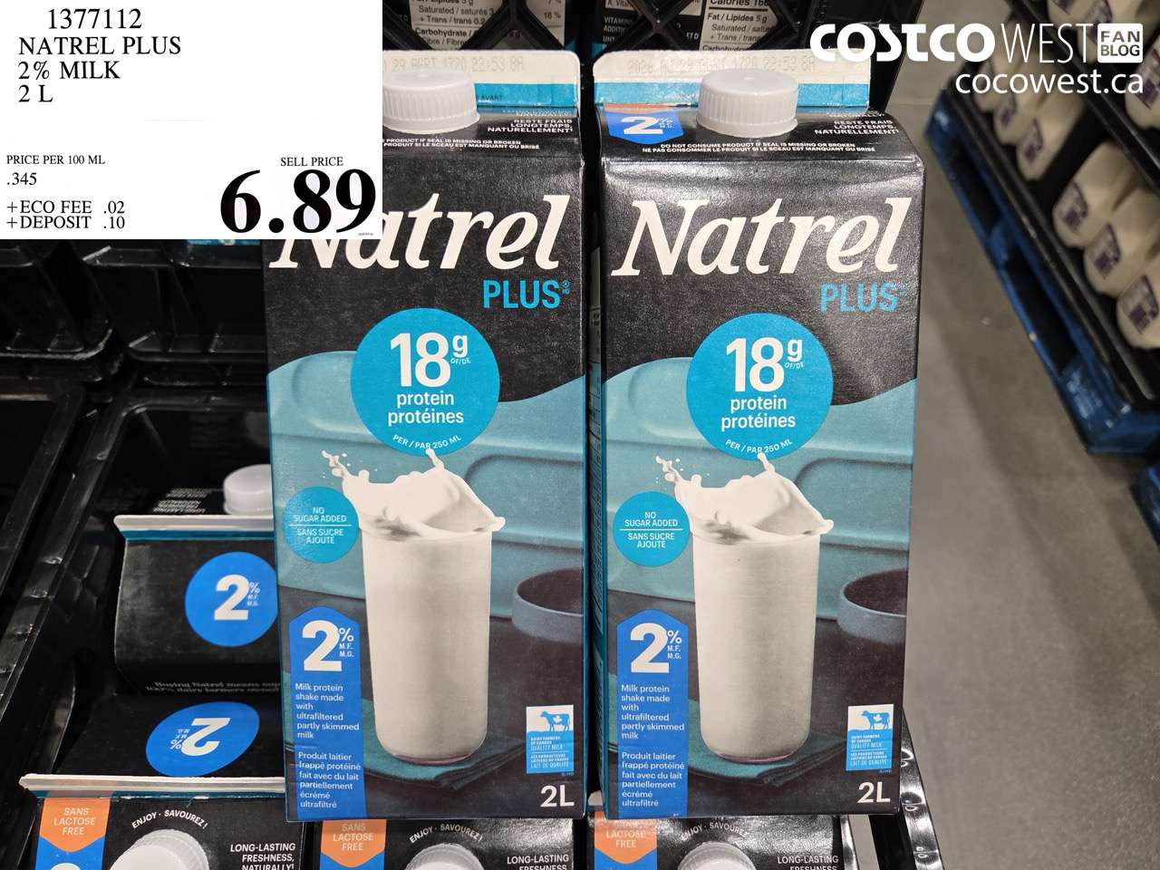 1377112 NATREL PLUS 2% MILK 2 L $6.89