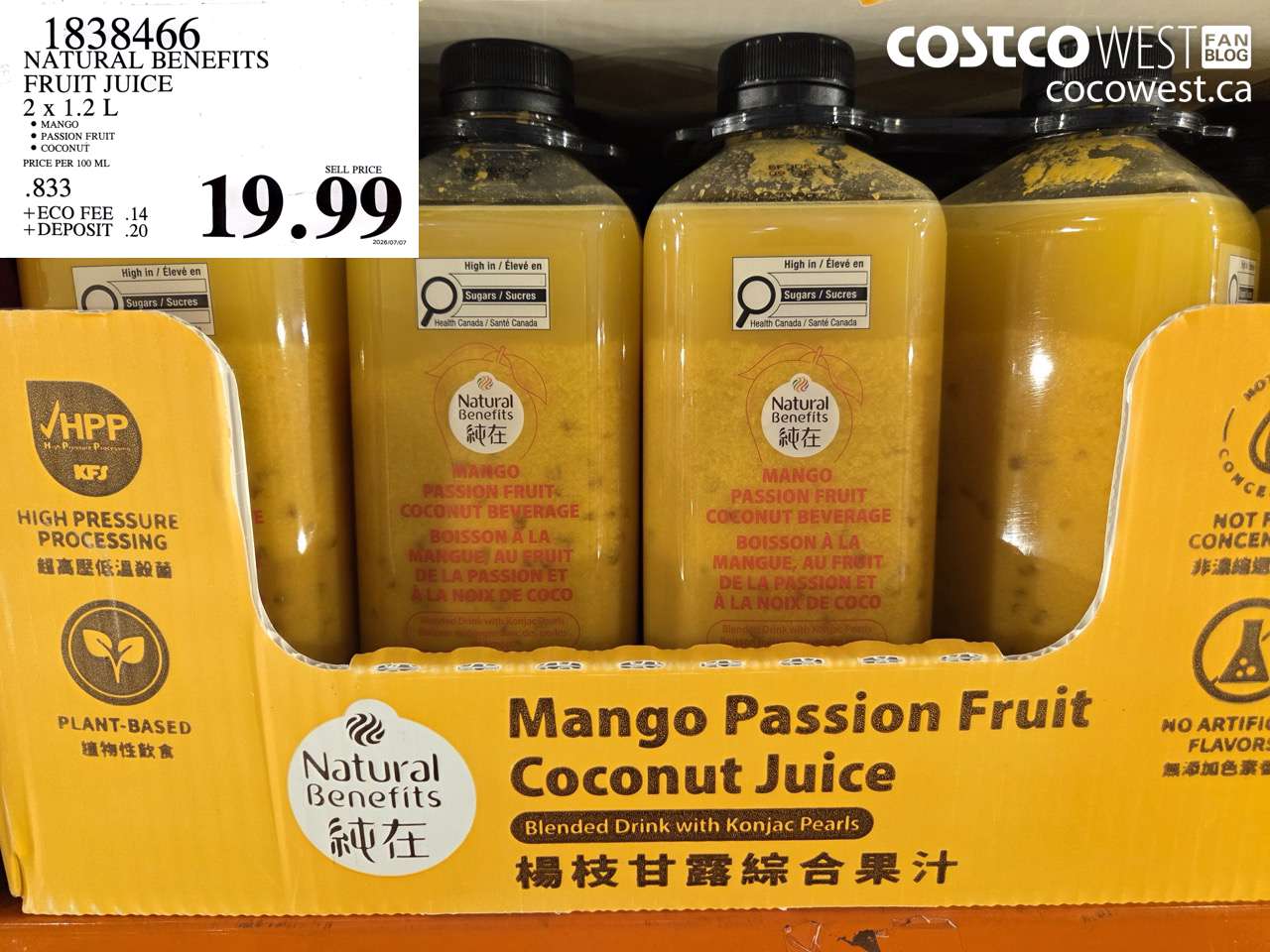 1838466 NATURAL BENEFITS FRUIT JUICE 2 X 1.2 L $19.99