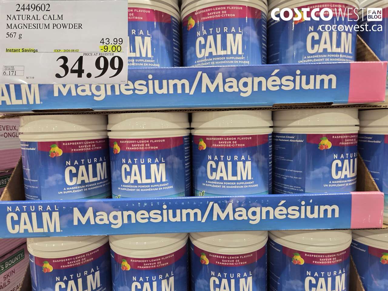 2449602 NATURAL CALM MAGNESIUM POWDER 567 G ($9.00 INSTANT SAVINGS EXPIRES ON 2026-08-02) $34.99
