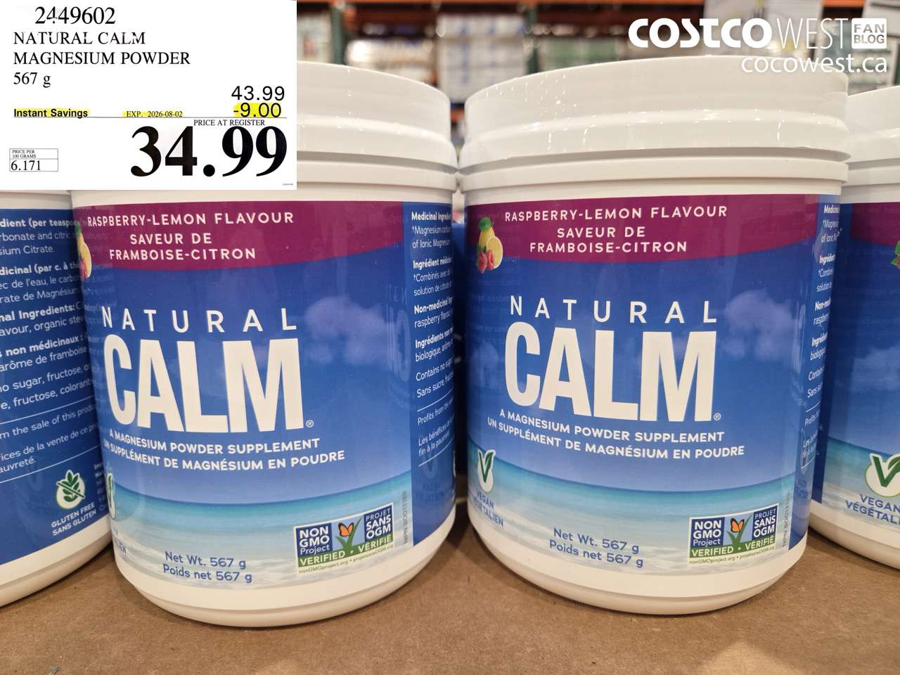 2449602 NATURAL CALM MAGNESIUM POWDER 567 G ($9.00 INSTANT SAVINGS EXPIRES ON 2026-08-02) $34.99