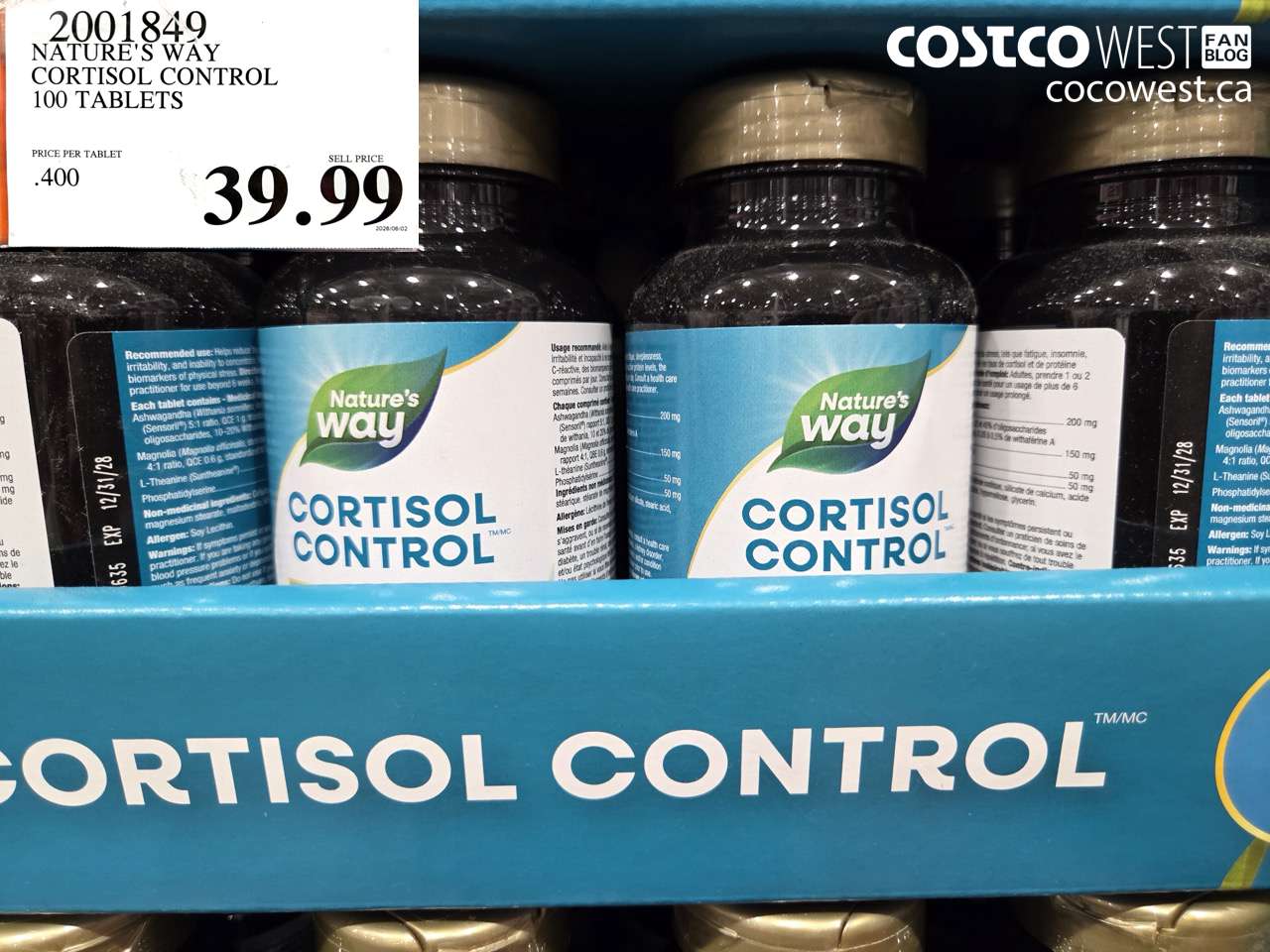 2001849 NATURE'S WAY CORTISOL CONTROL 100 TABLETS $39.99