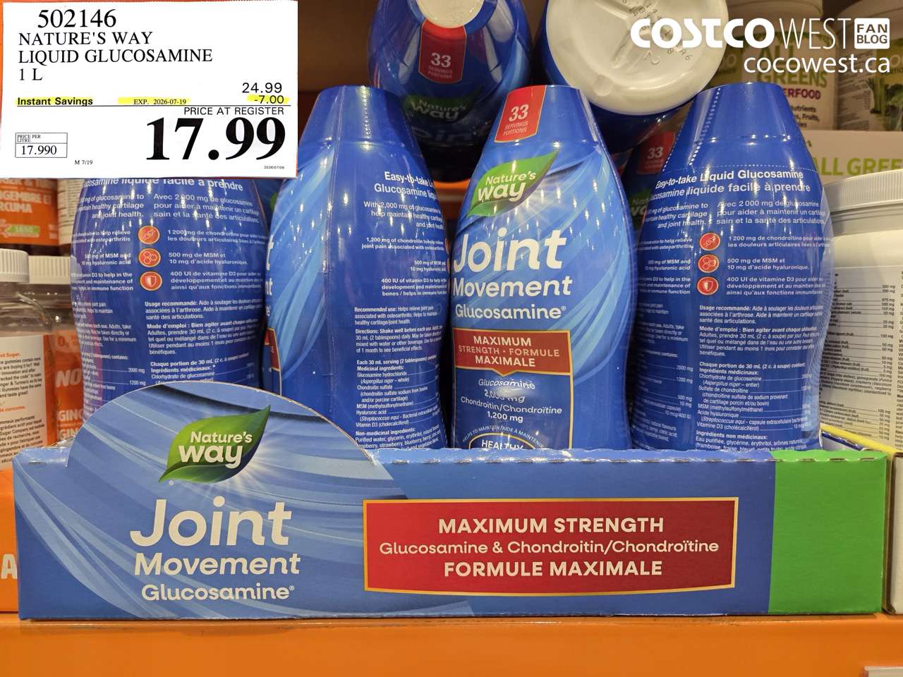 502146 NATURE'S WAY LIQUID GLUCOSAMINE 1 L ($7.00 INSTANT SAVINGS EXPIRES ON 2026-07-19) $17.99