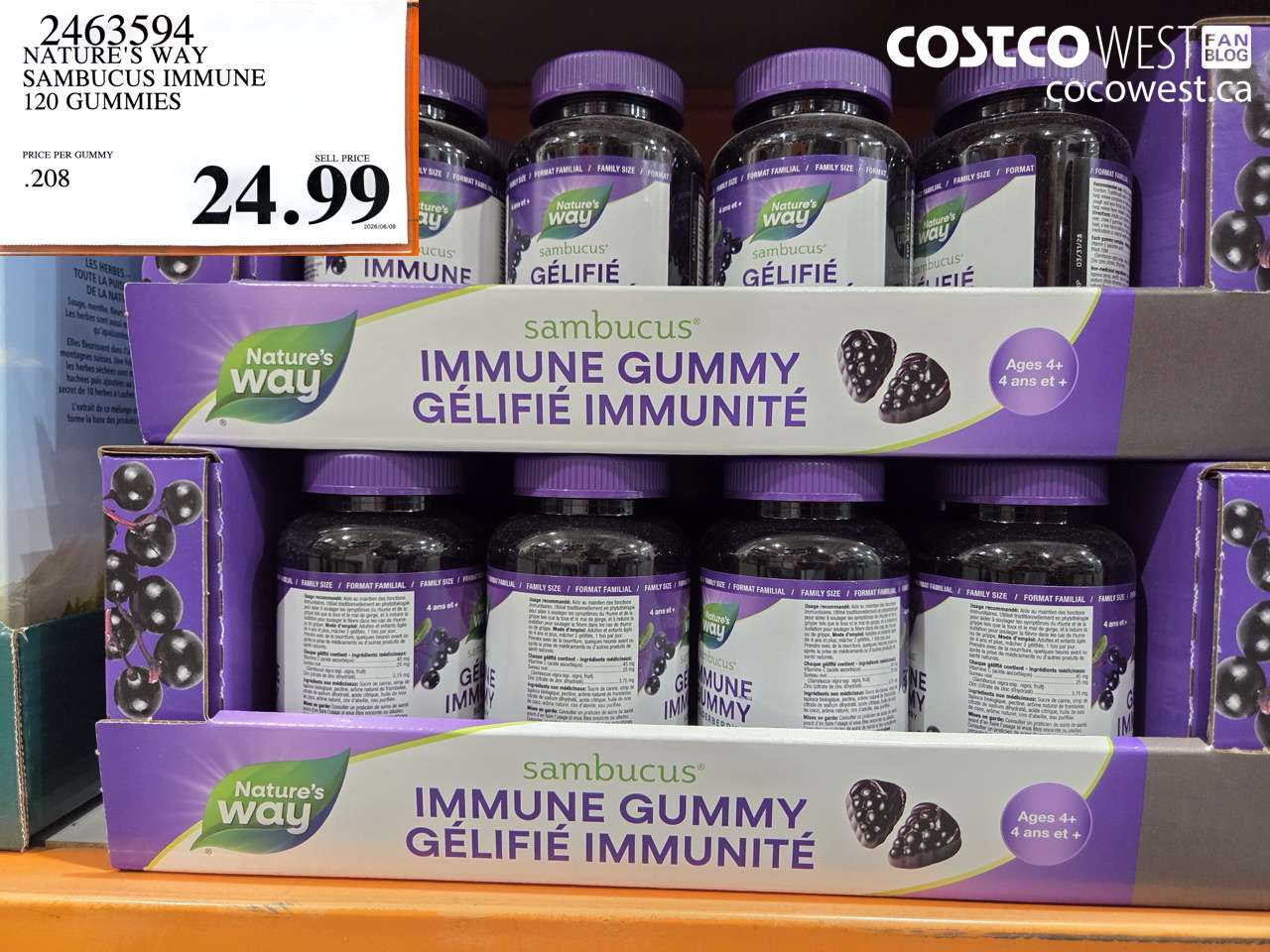 2463594 NATURE'S WAY SAMBUCUS IMMUNE 120 GUMMIES $24.99