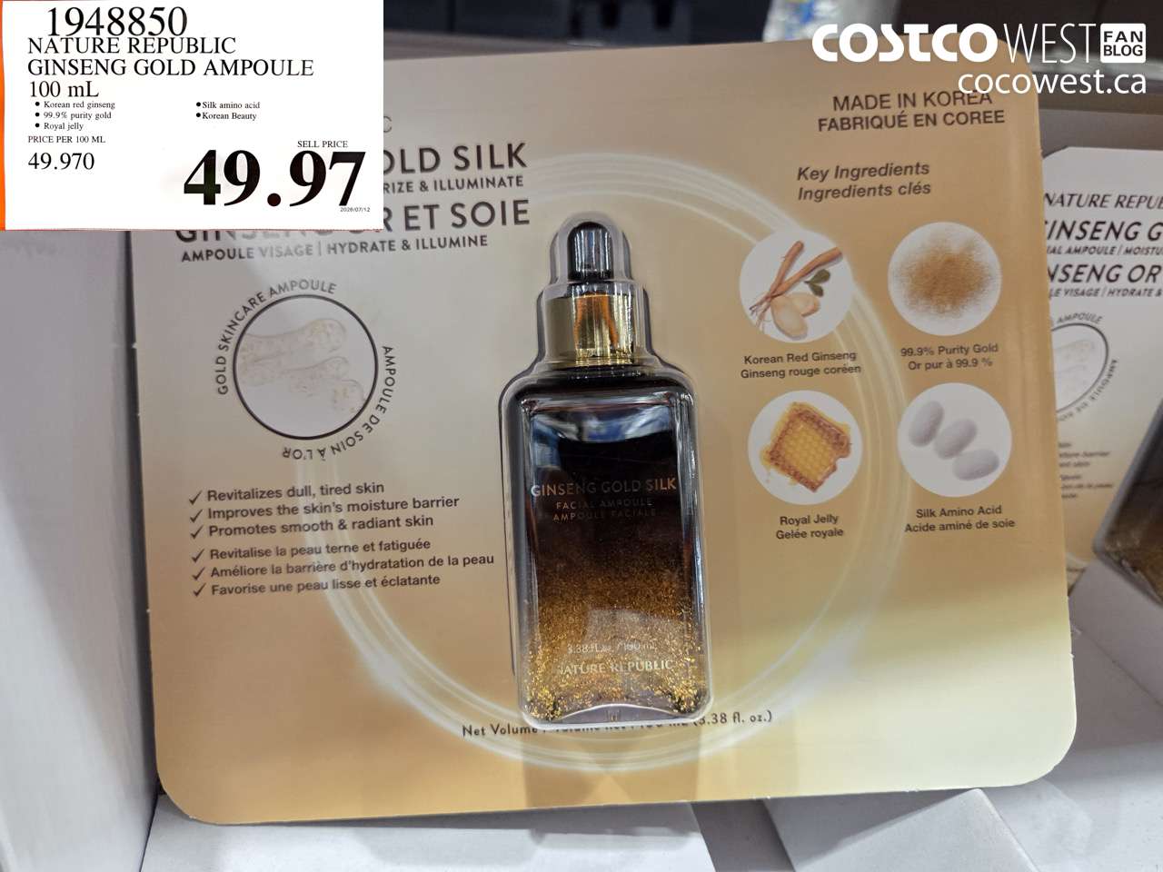 1948850 NATURE REPUBLIC GINSENG GOLD AMPOULE 100 ML $49.97