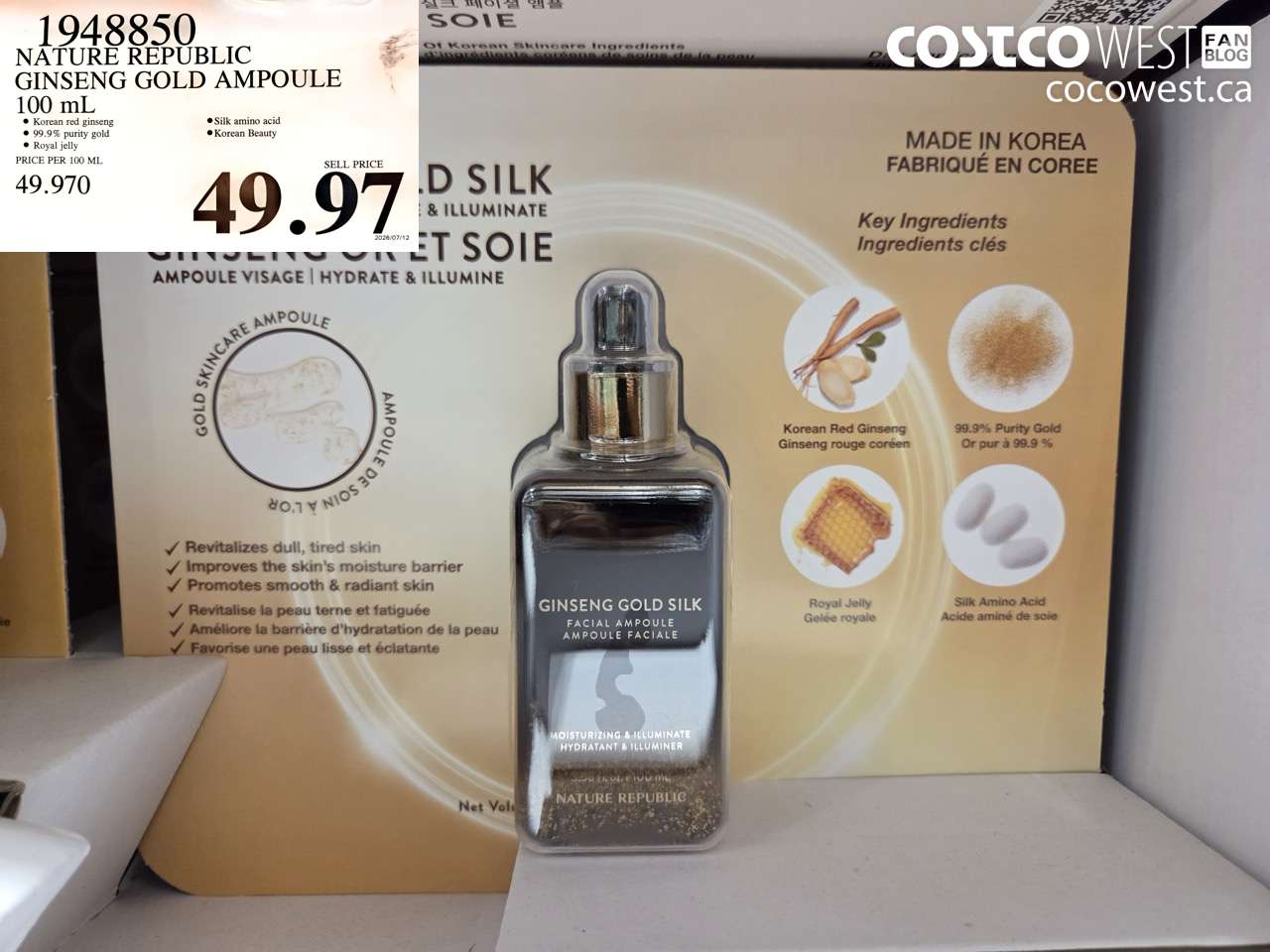 1948850 NATURE REPUBLIC GINSENG GOLD AMPOULE 100 ML $49.97